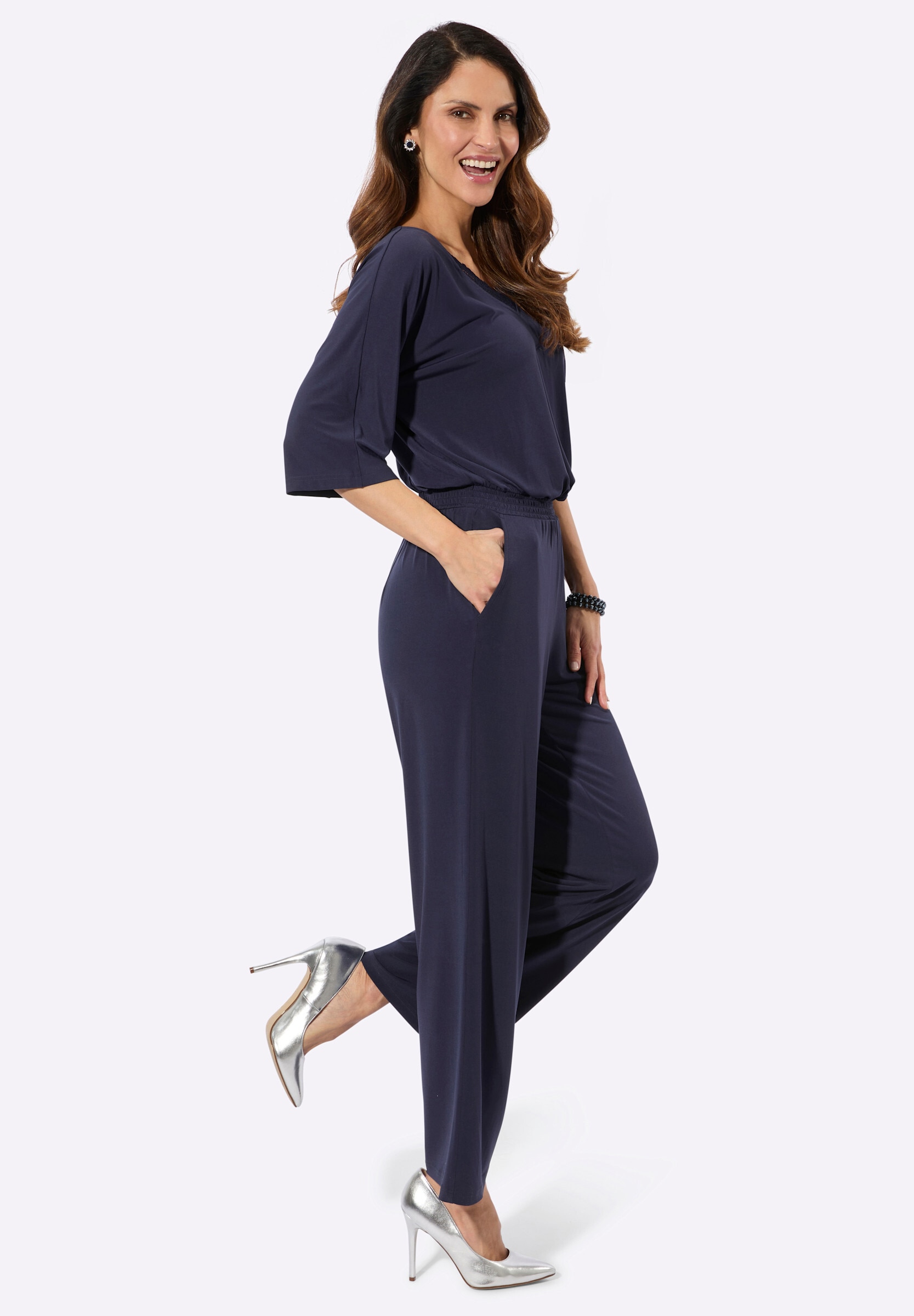 Witt Jumpsuit »Jumpsuit Jumpsuit mit Spitze am V-Ausschnitt«