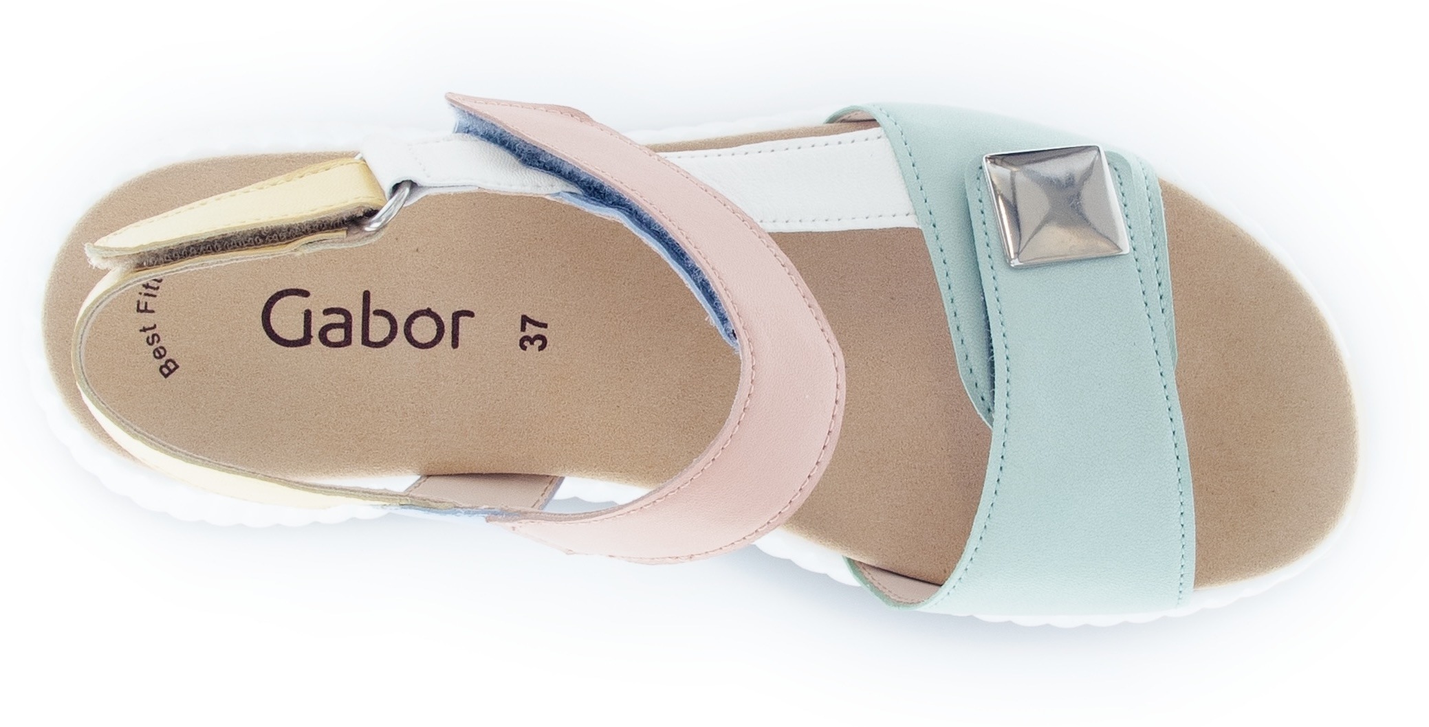 Gabor Keilsandalette, Riemchensandale, Bequemschuh, Sommerschuh mit hübschem Zierknopf