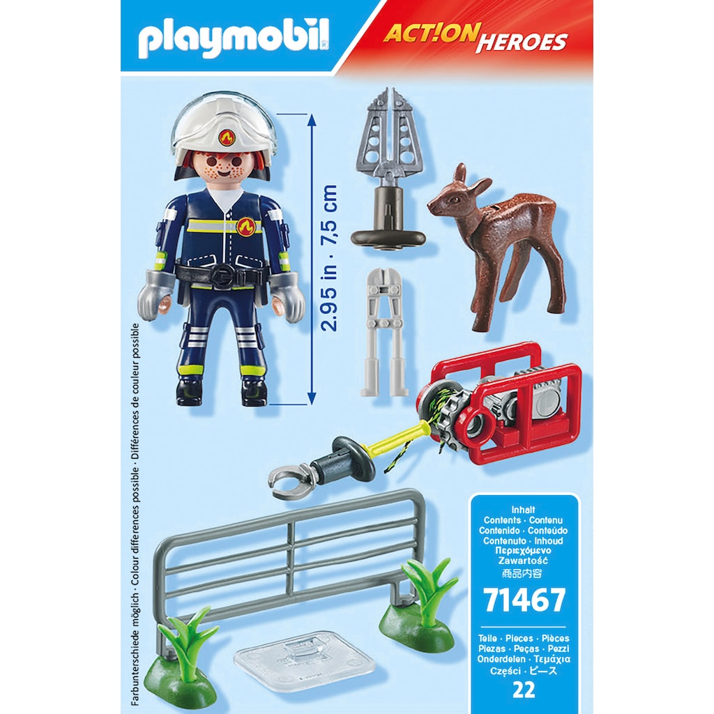 Playmobil® Konstruktions-Spielset »Feuerwehr-Tierrettung (71467), Action Heroes«, (22 St.)
