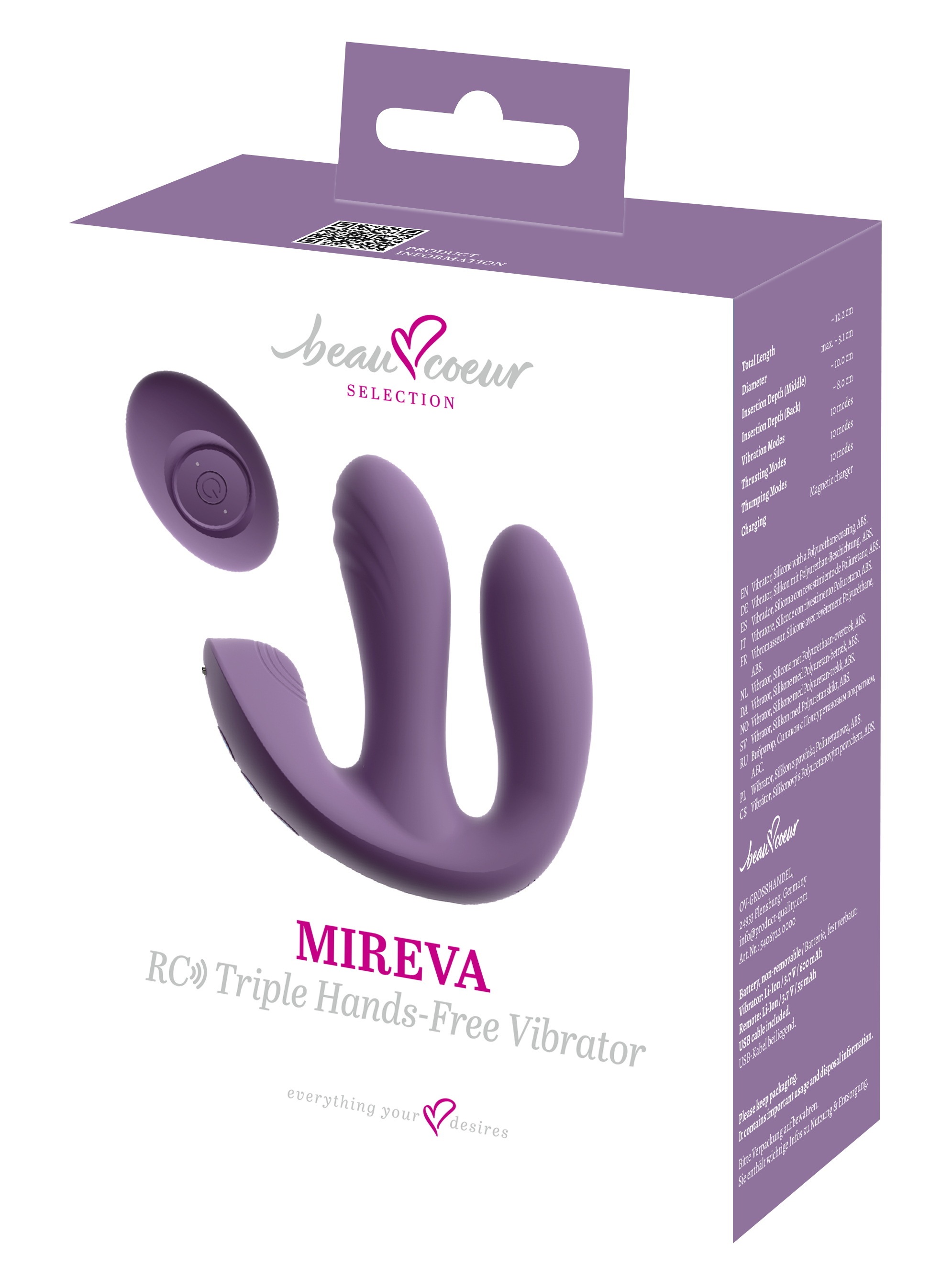 Beau Coeur Vibrator »Triple-Vibrator MIREVA RC Triple Hands-Free Vibrator«