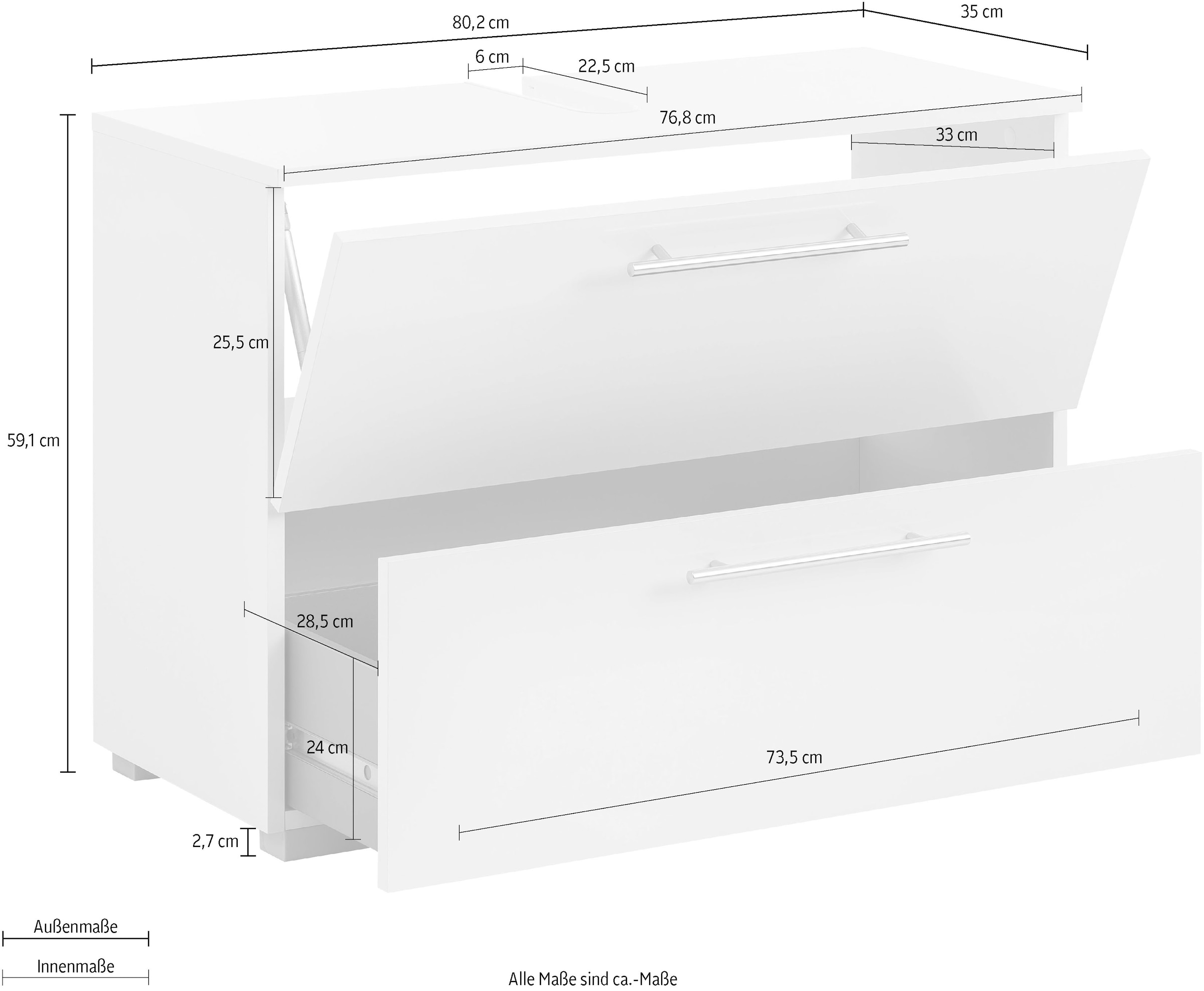 Schildmeyer Waschbeckenunterschrank »Carlos«, Breite 80 OTTO cm bei