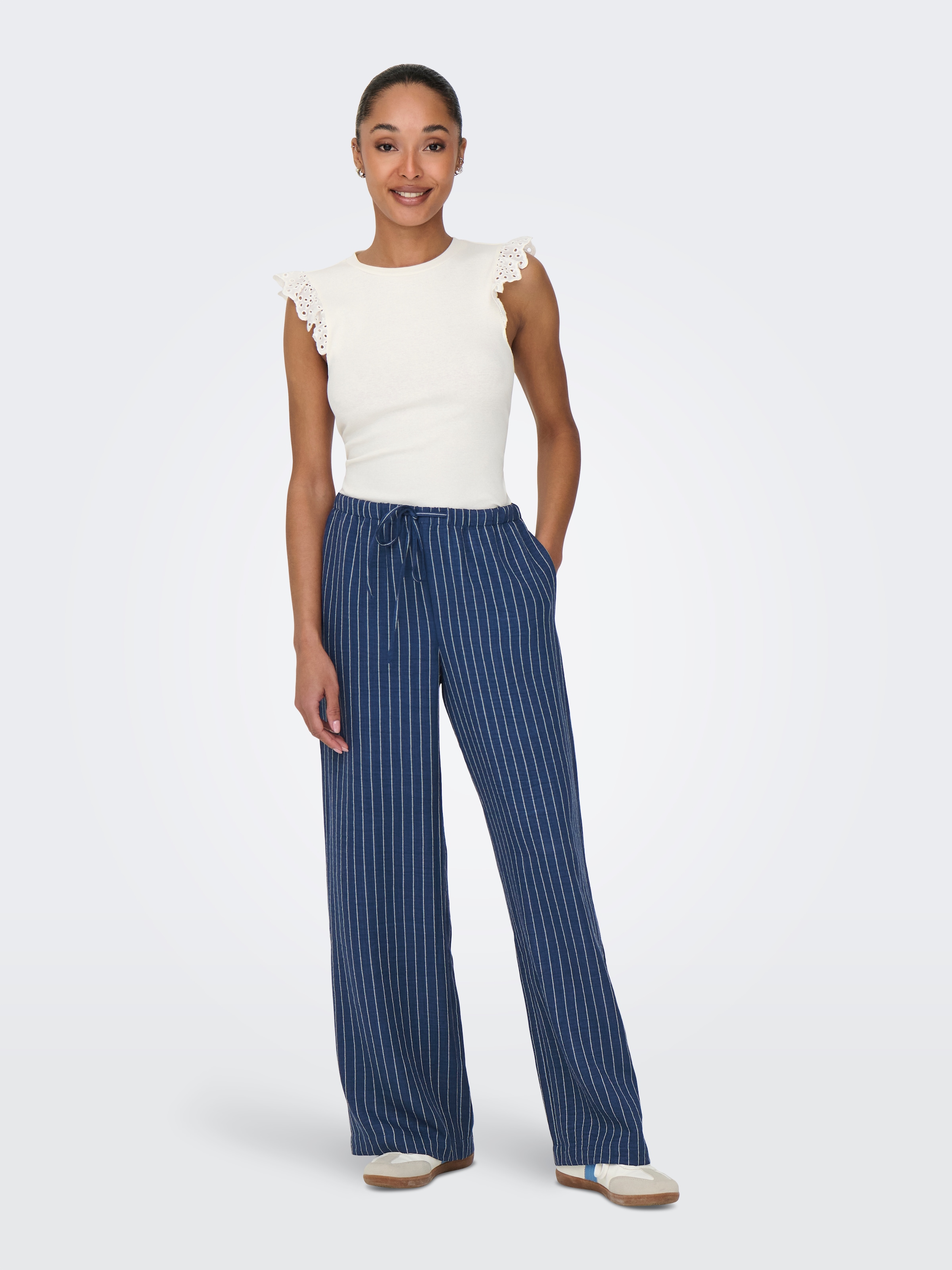 JDY Schlupfhose »JDYPOWER MW WIDE PANT WVN NOOS«  Materialmix, regular fit