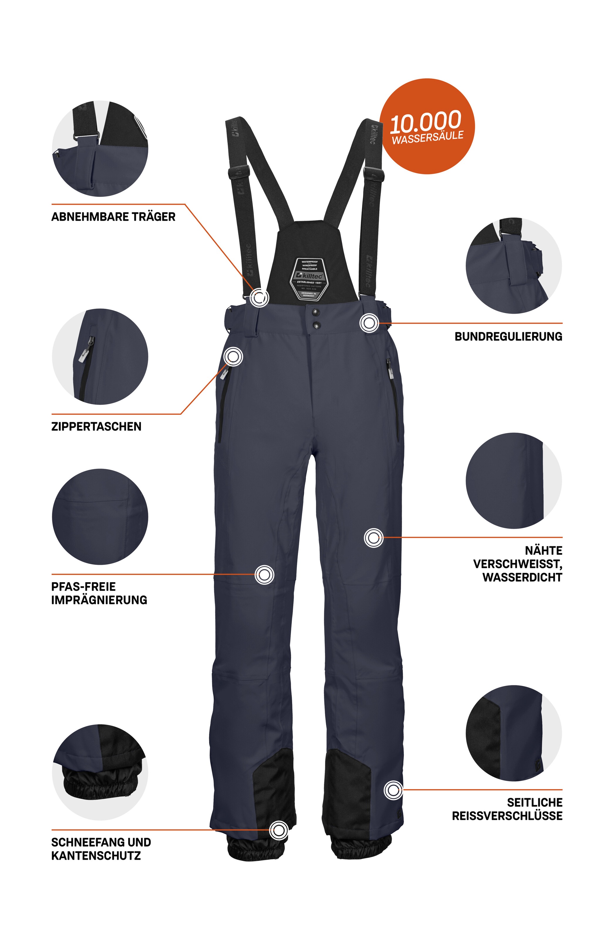 Killtec Skihose »KSW 100 ENOSH MN SKI PNTS«, Wind- und wasserdichte Skihose, verstellbar, mit Schneefängen