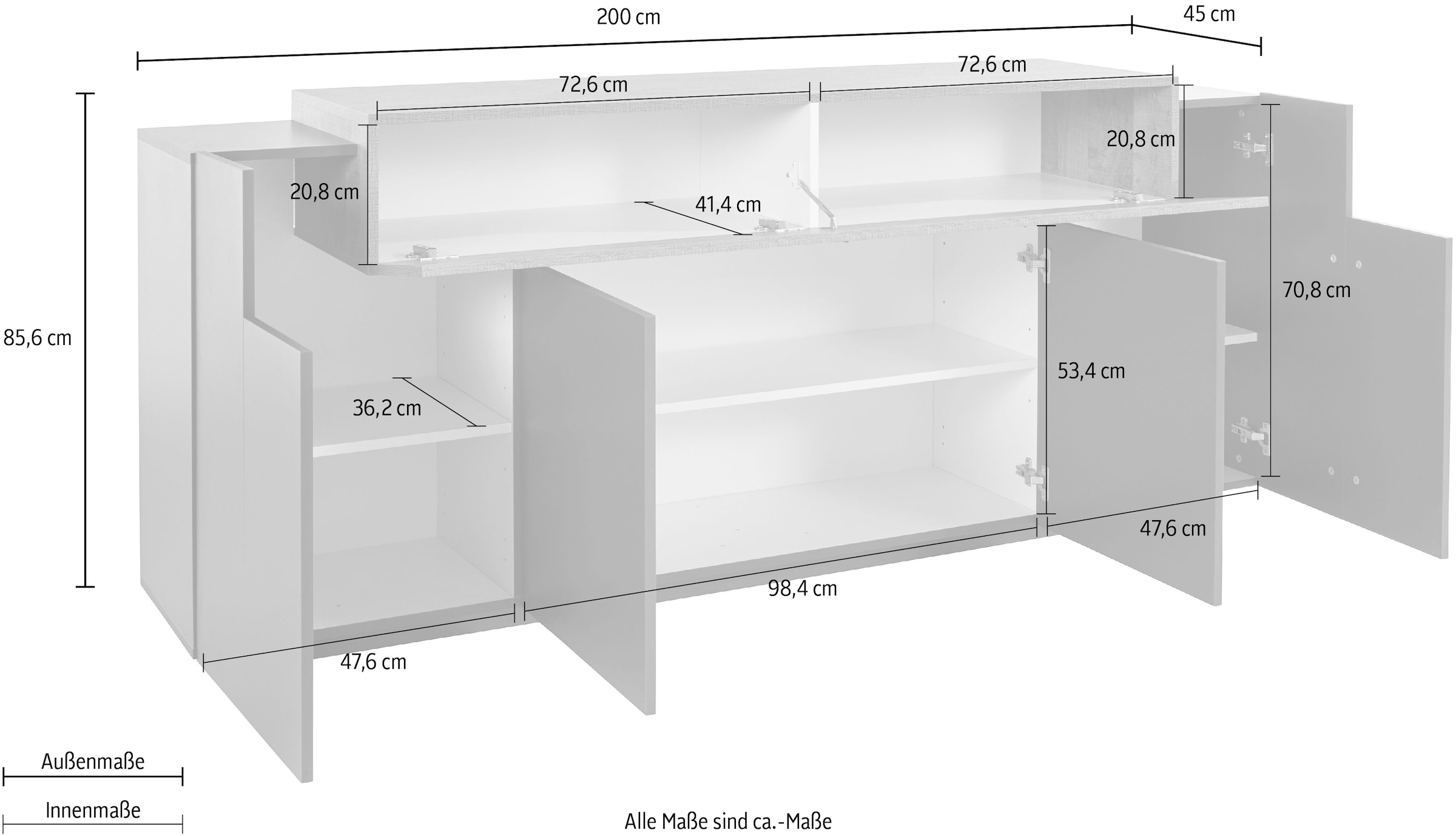 Tecnos Sideboard »Coro«, Breite ca. 200 cm kaufen bei OTTO