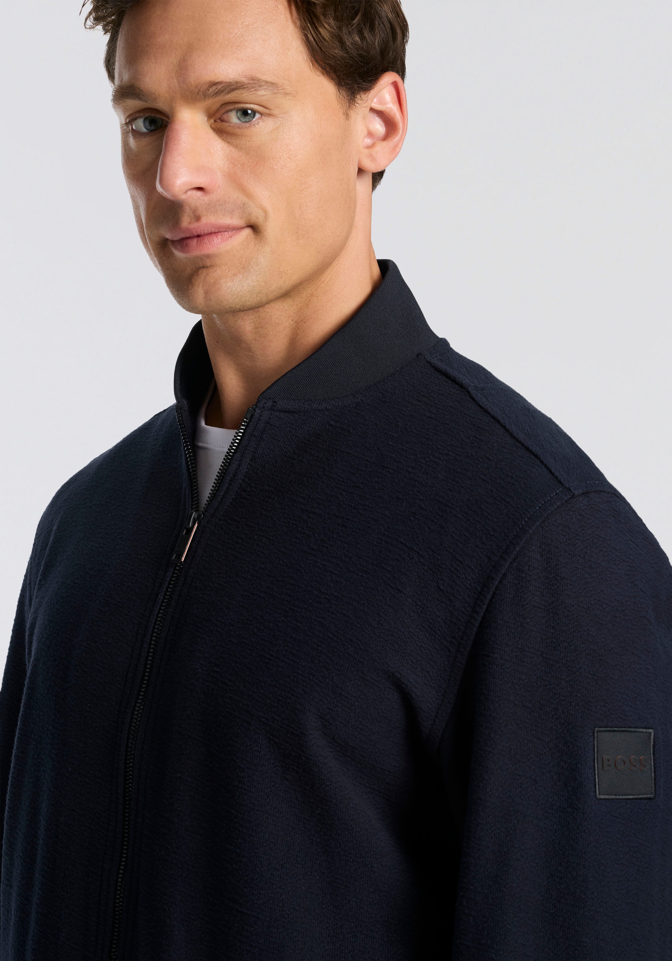 BOSS ORANGE Sweatjacke »Lisimba« oversize fit, Strickbündchen