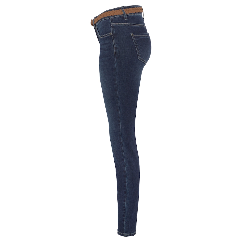 DELMAO Slim-fit-Jeans, (Set, 2 tlg., mit Gürtel), mit modischem Flechtgürtel ---NEUE MARKE!