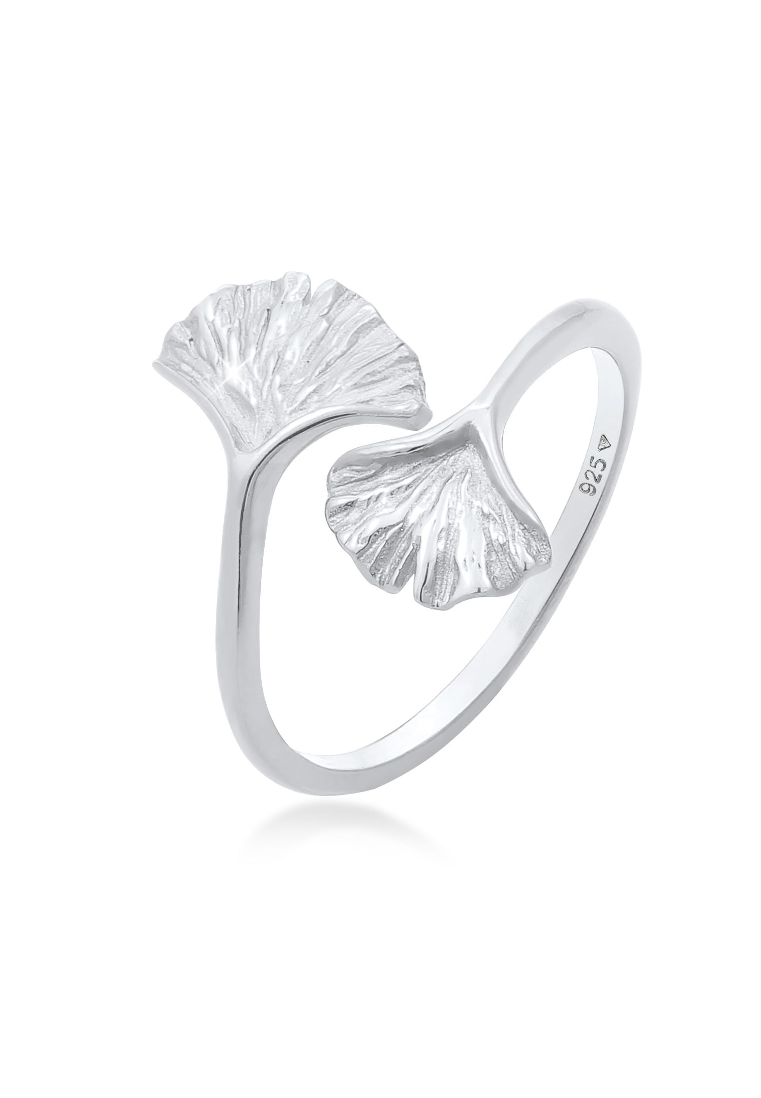 Elli Silberring »Ring Verstellbar offen Ginkgo Blatt Natur 925 Silber«