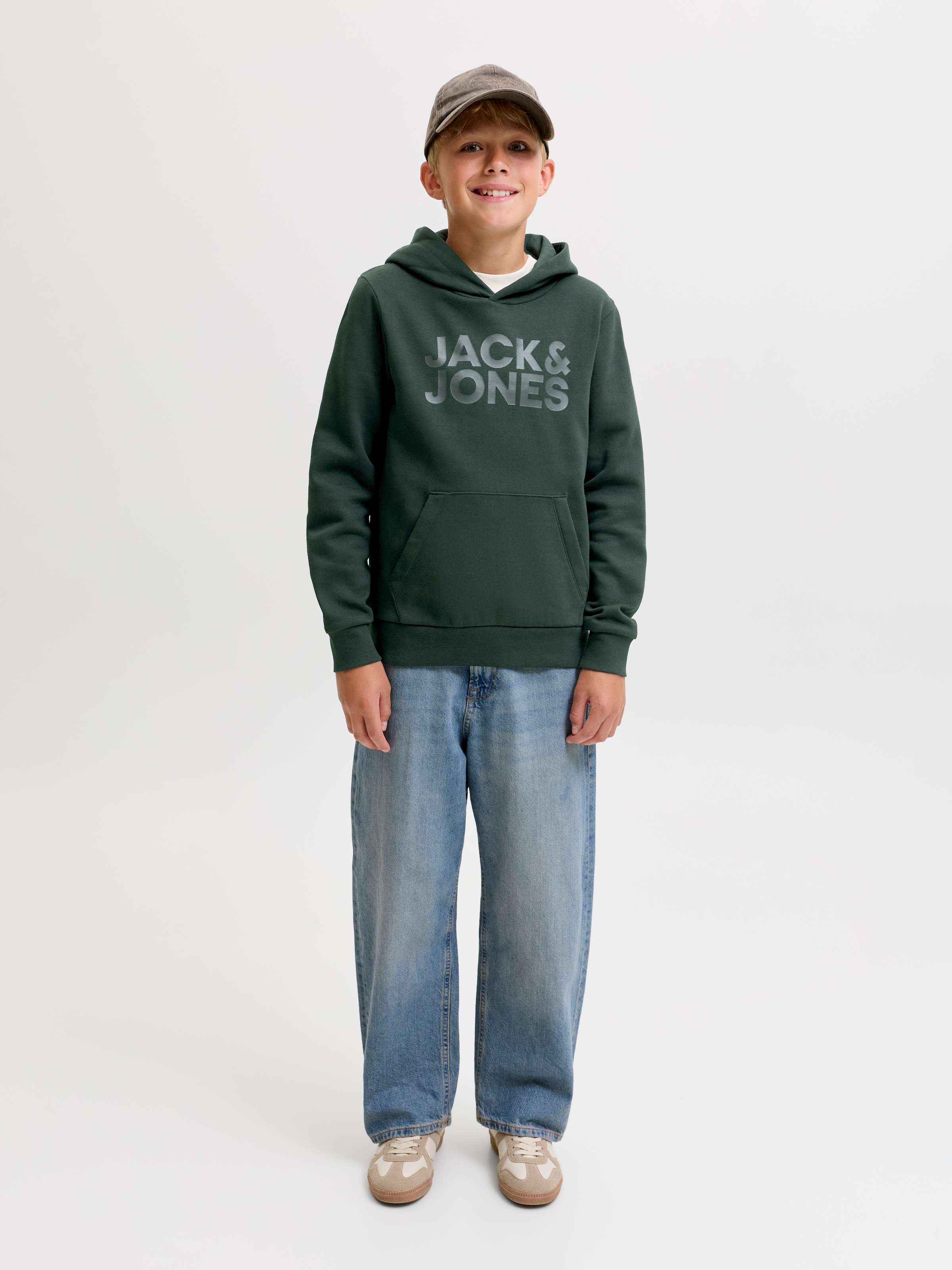 Jack & Jones Junior Kapuzensweatshirt »JJECORP mit Druck, Kängurutasche, pflegeleicht«, Baumwollmischung, regular fit
