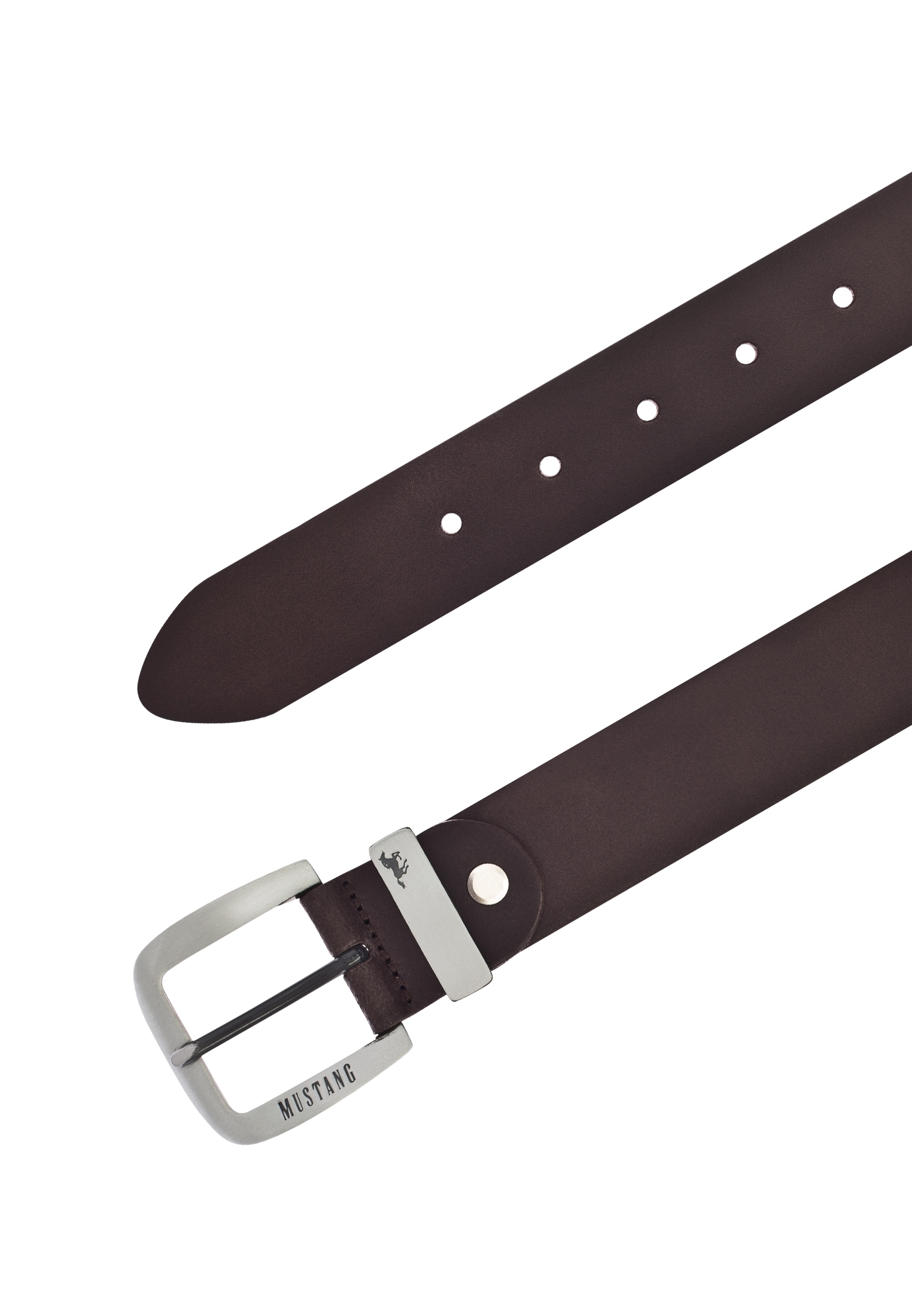 MUSTANG Ledergürtel, Überlänge, Dornschließe in geschwärztem Silber, 3,5 cm