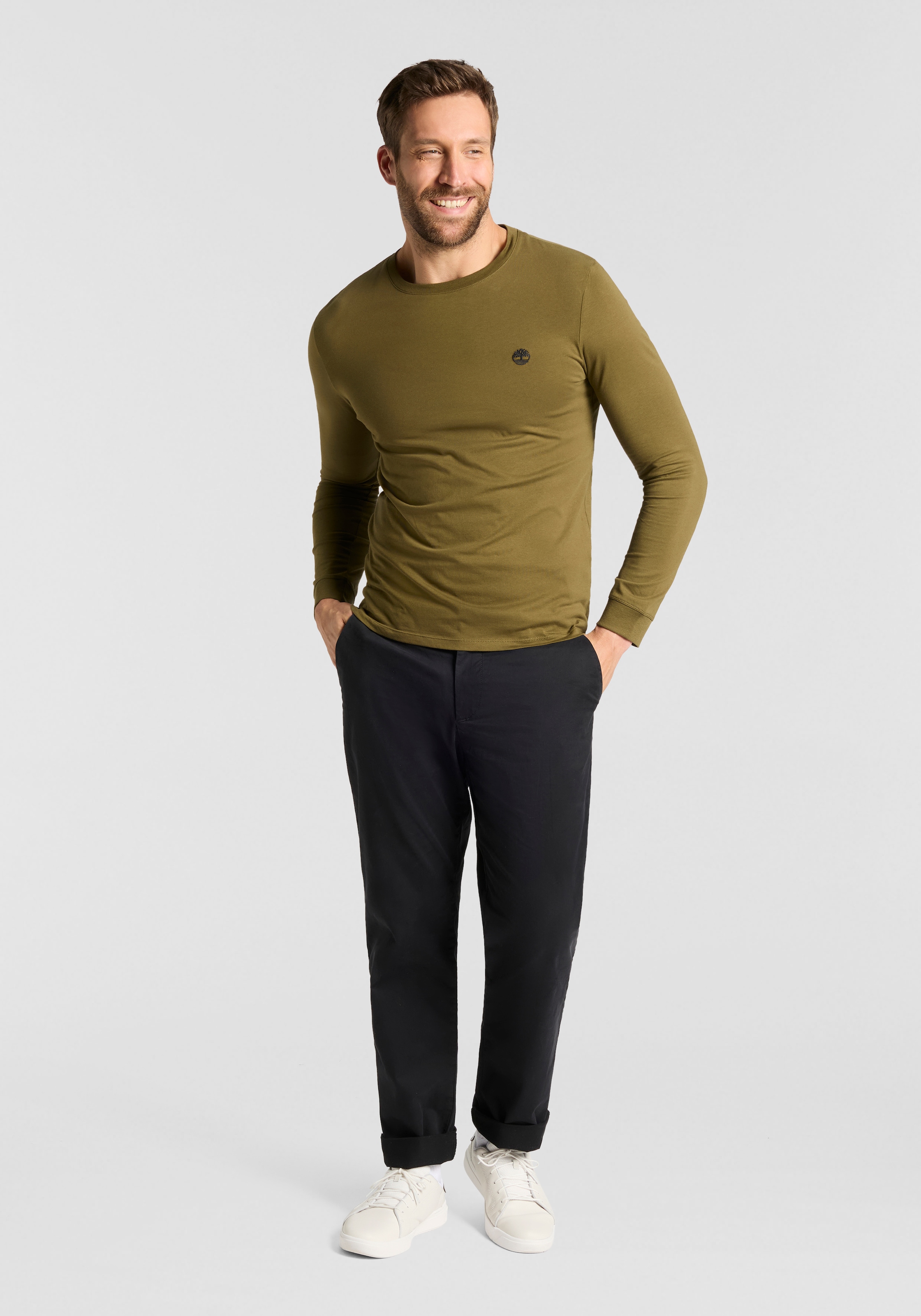 Timberland Langarmshirt »DUNSTAN RIVER Long Sleeve Tee« mit Logostickerei, Rundhalsausschnitt, aus Baumwolle, pflegeleicht