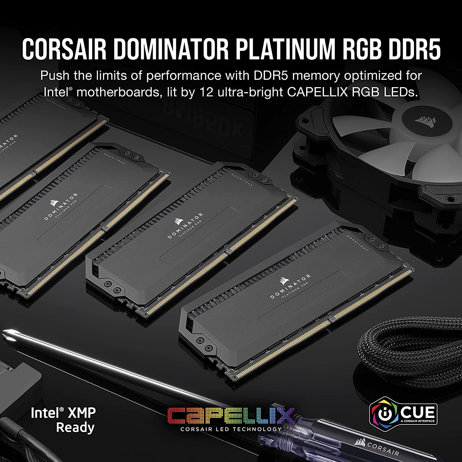 Corsair Arbeitsspeicher »DOMINATOR PLATINUM RGB DDR5 5200 White«, RGB Beleuchtung ICUE, INTEL optimiert