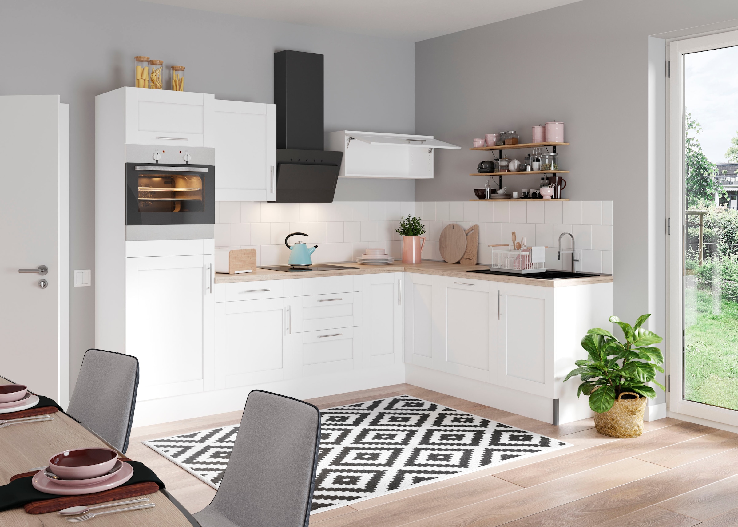 KOCHSTATION Küche »KS-Ahus«, 200 x 270 cm breit, wahlweise mit E-Geräten, Soft Close Funktion