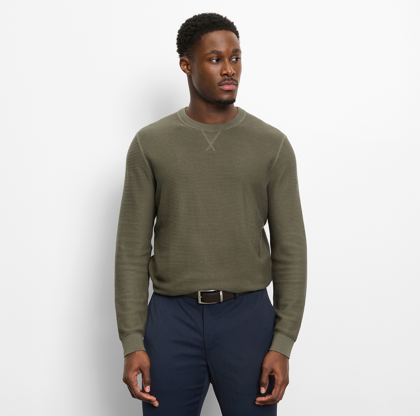 OLYMP Rundhalspullover »OLYMP Strick Casual« mit modischem Strukturmuster