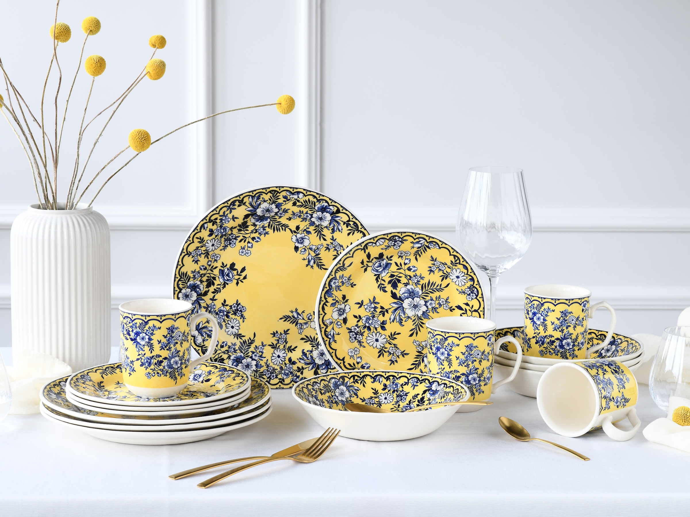 CreaTable Kombiservice »Geschirr-Set Ming Flower«, (Set, 16 tlg., Kaffeeservice und Tafelservice im Set, für 4 Personen), Service, traditionelle, fernöstliche Motive, 16 Teile, für 4 Personen
