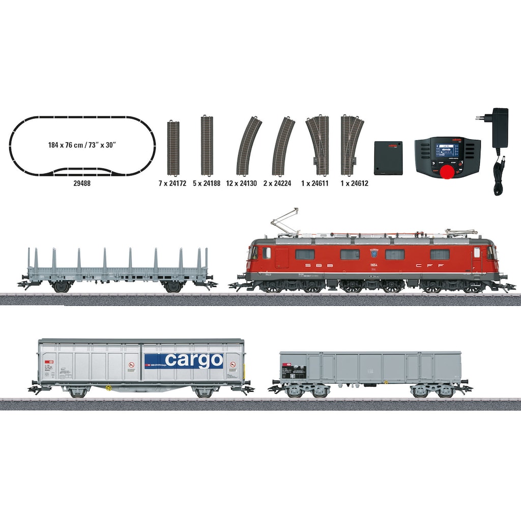 Märklin Modelleisenbahn-Set »Digital-Startpackung "Schweizer Güterzug mit Re 620" - 29488«