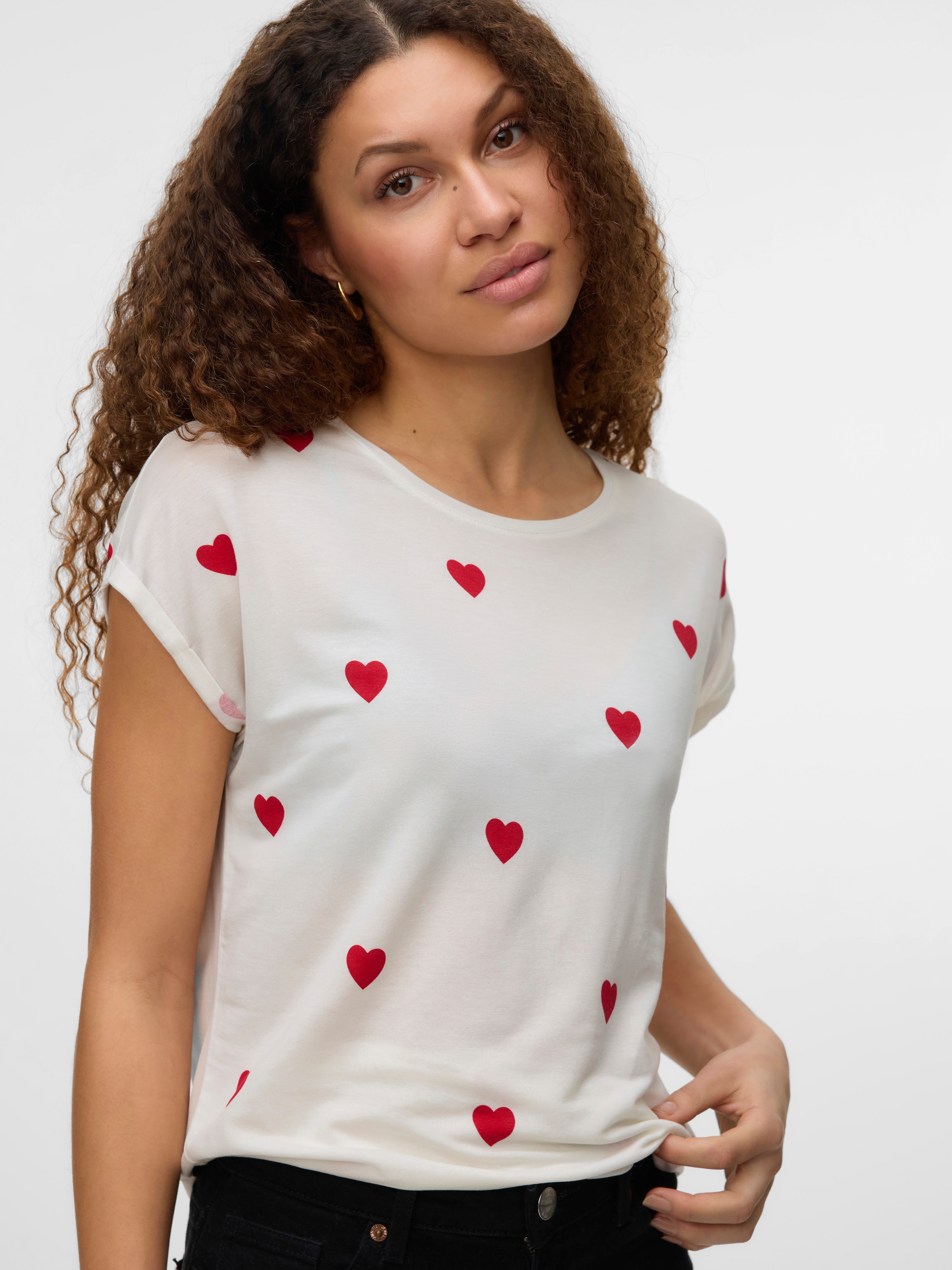 Vero Moda Kurzarmshirt »VMAVA SS TOP MULTI AOP NOOS« Materialmix, regular fit