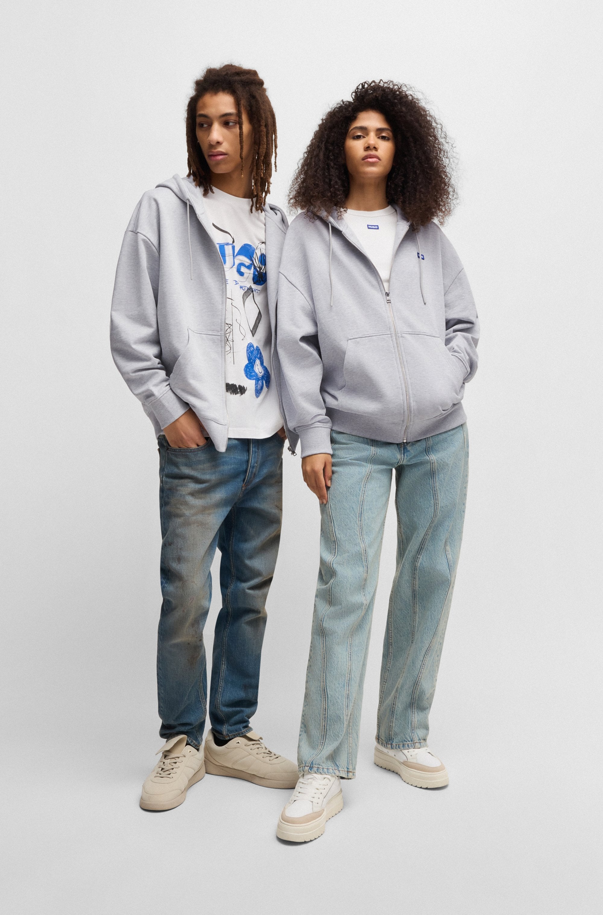 HUGO Blue Sweatjacke »Doa«, mit Kapuze, Logo-Badge