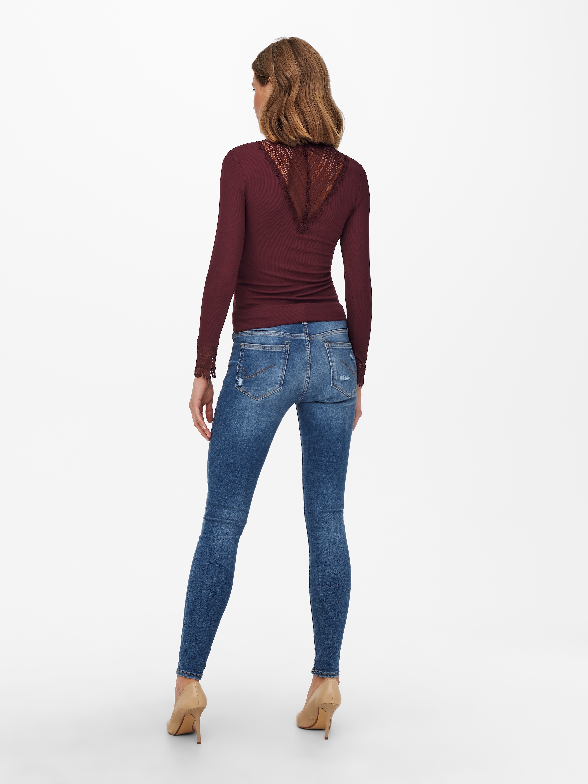 ONLY Spitzenshirt »ONLTILDE L/S HIGH NECK LACE TOP JRS«
