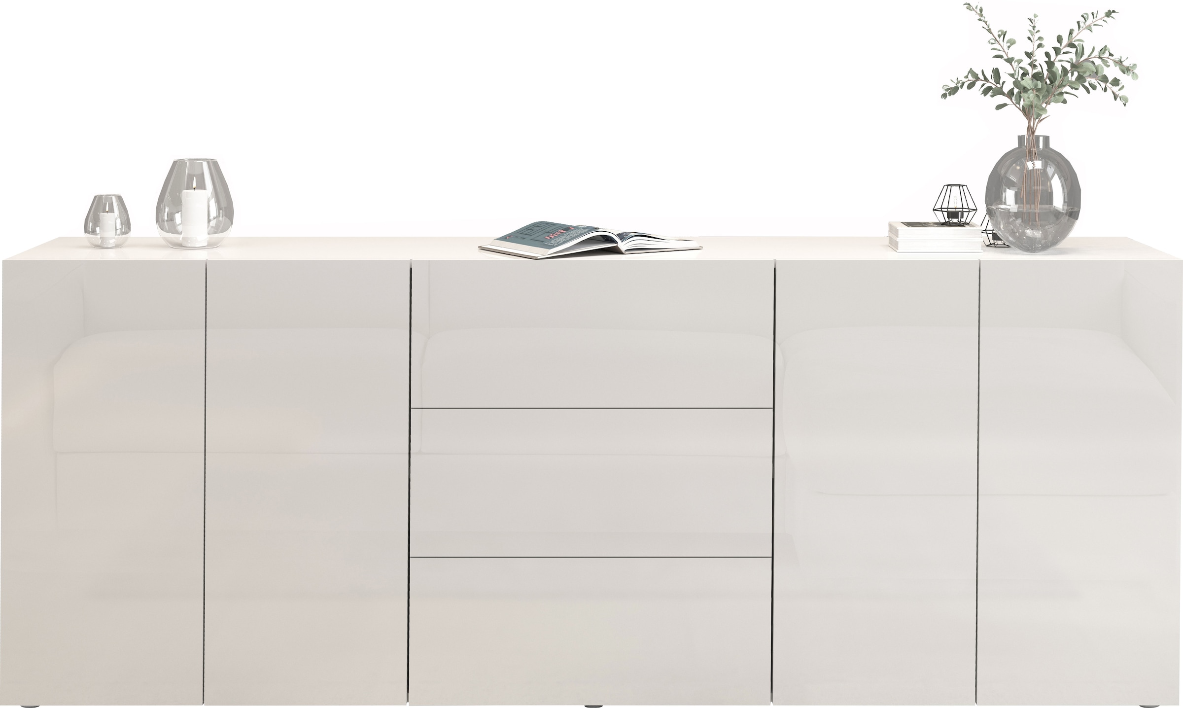 INOSIGN Sideboard »Egypt, Kommode, Schrank, Kredenz, grifflos«, 4 Türen, 3 Schubkästen mit Push-To-Open Funktion, Hochglanz Breite 200