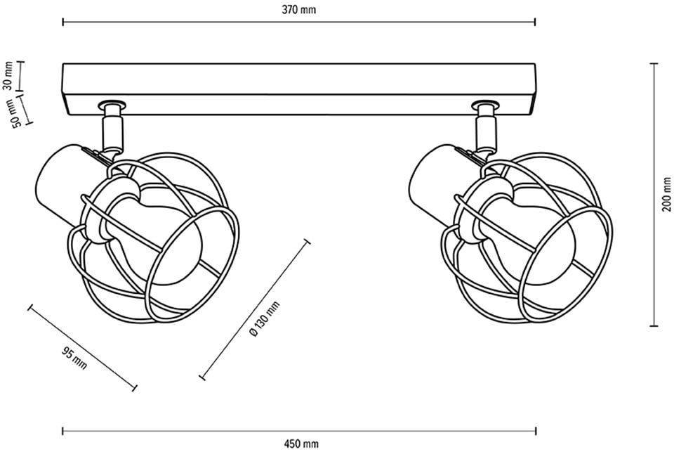 BRITOP LIGHTING Deckenleuchte »Phiphi«, 2 flammig, Leuchtmittel E27 | ohne Leuchtmittel-Leuchtmittel wechselbar, Dekorative Leuchte aus Metall, passende LM E27 / exkl., Made in Europe