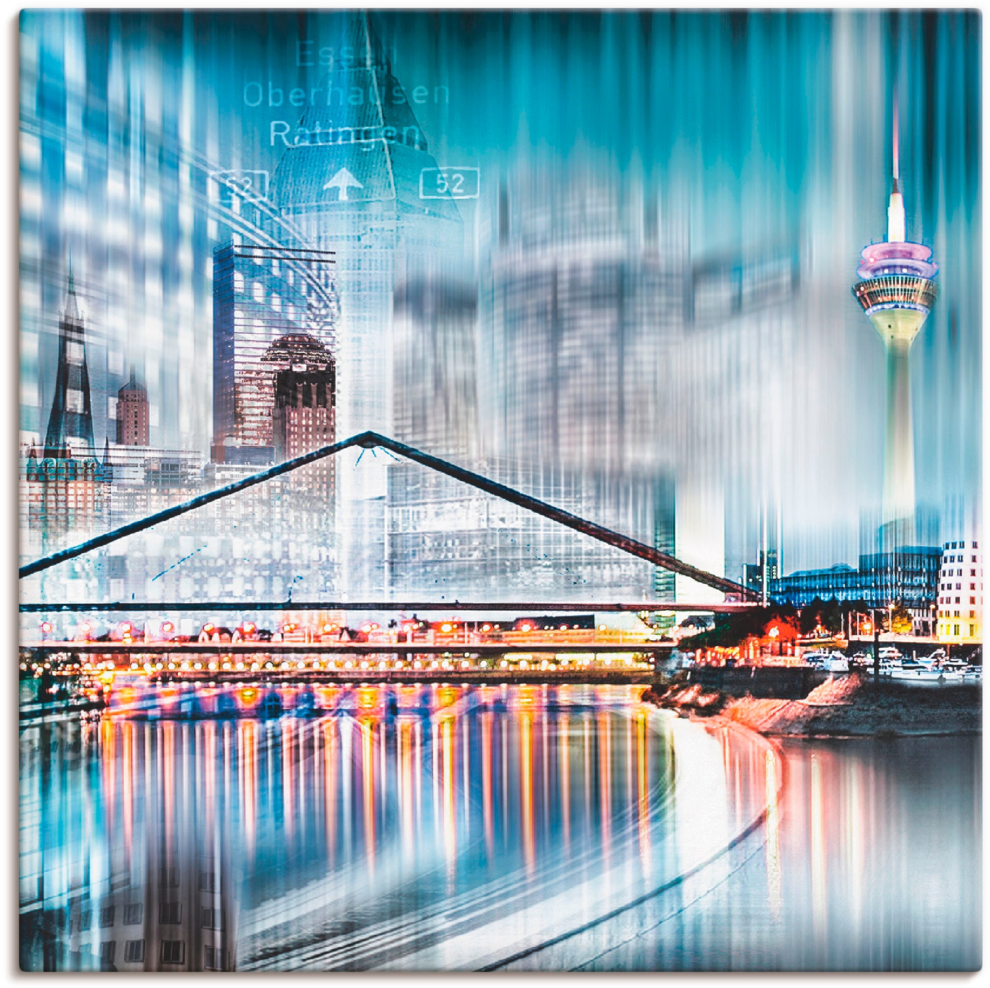 Artland Leinwandbild »Düsseldorf Collage Skyline 13«, Deutschland, (1 St.), auf Keilrahmen gespannt