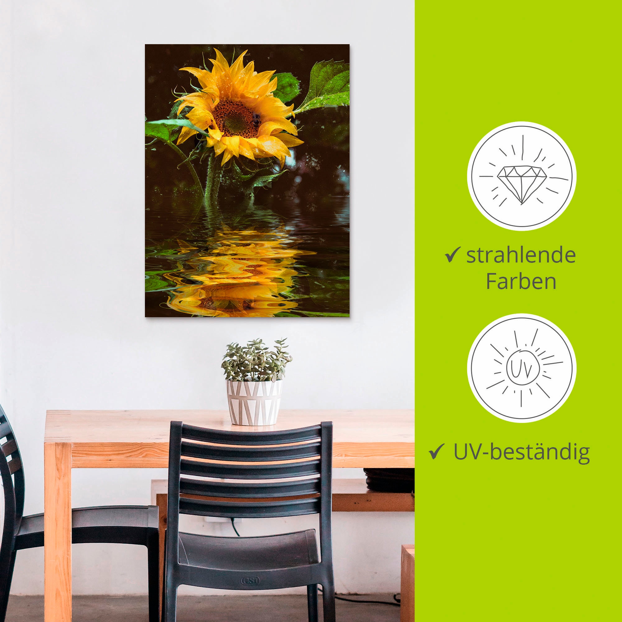 Artland Alu-Dibond-Druck »Sonnenblume« Blumen 1 Stk. tlg. für Innen- und Außenbereich geeignet, Outdoorbild