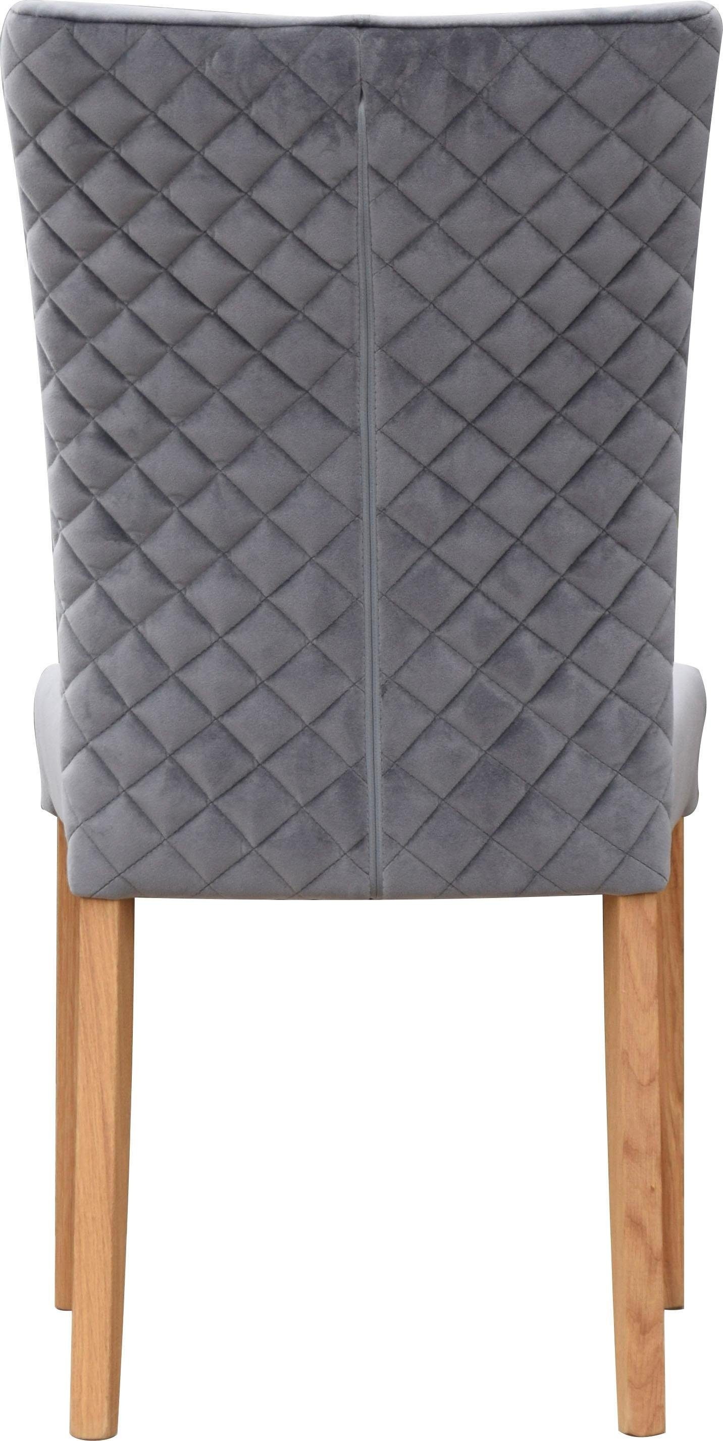 Leonique Esszimmerstuhl »Vence«, (Set), 2 St., Luxus-Microfaser, mit  Rautensteppung in der Rückenlehne, Beine aus massiver Eiche online kaufen | 4-Fuß-Stühle