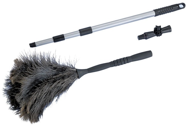 Maximex Staubwedel aus Straußenfedern, knickbar, ausziehbar in blau