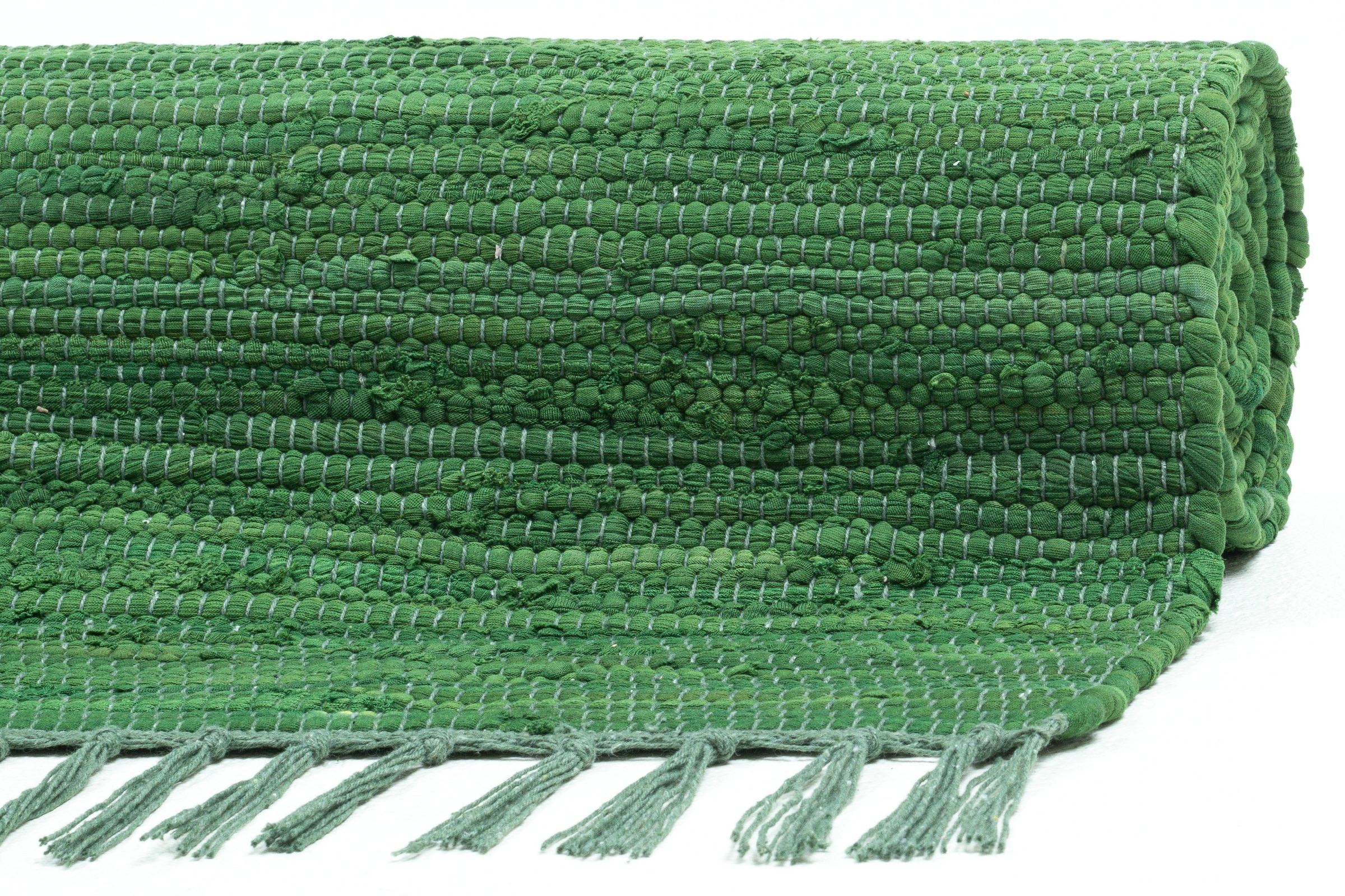 OTTO home Teppich »Cadis« rechteckig 5 mm Höhe Wendeteppich, mit Fransen, Uni Farben, handgewebt, reine Baumwolle