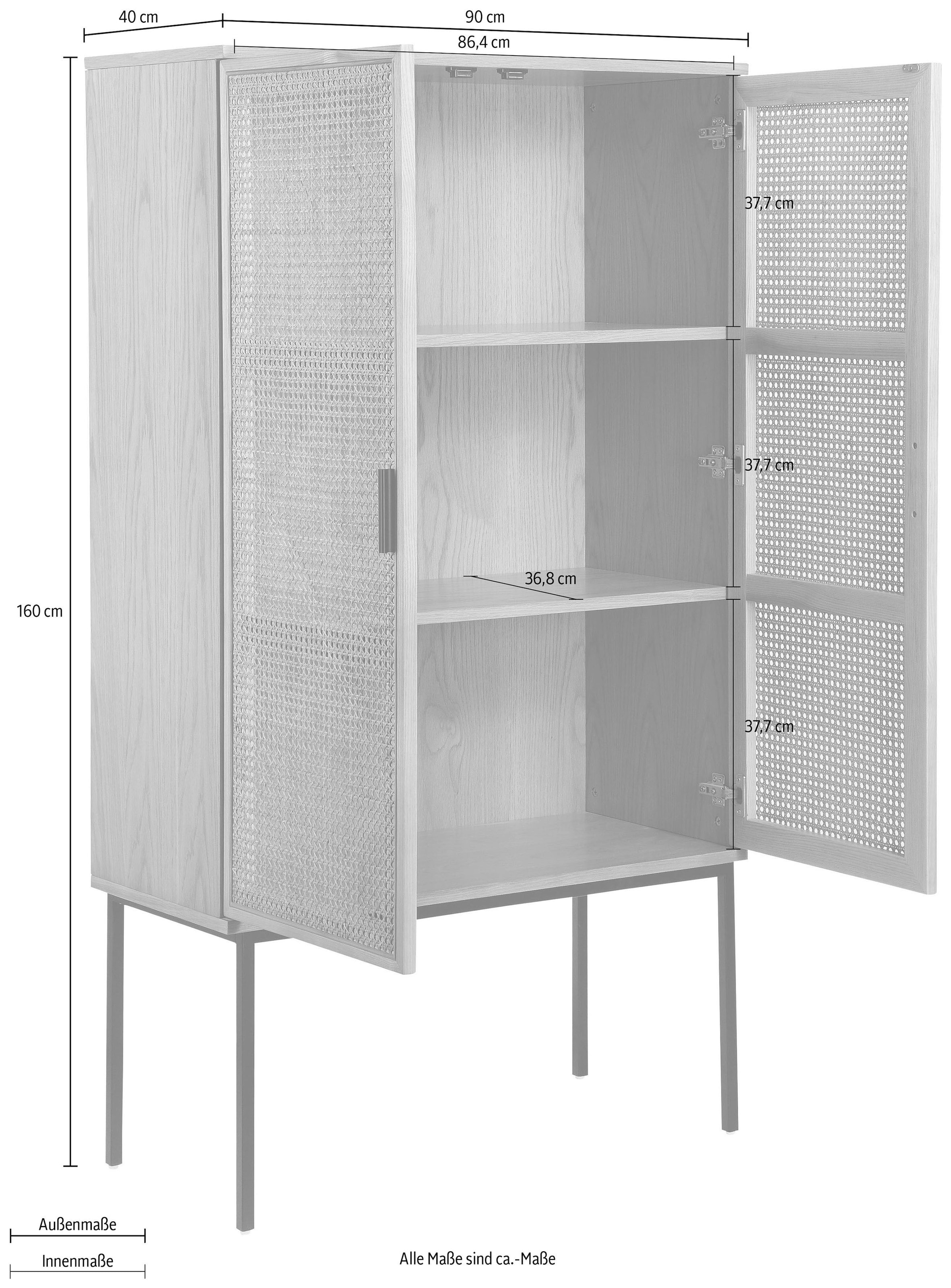 INOSIGN Highboard »Feines« Eschenholz-Details, robustem Metallgestell, FSC-zertifiziertem Holz