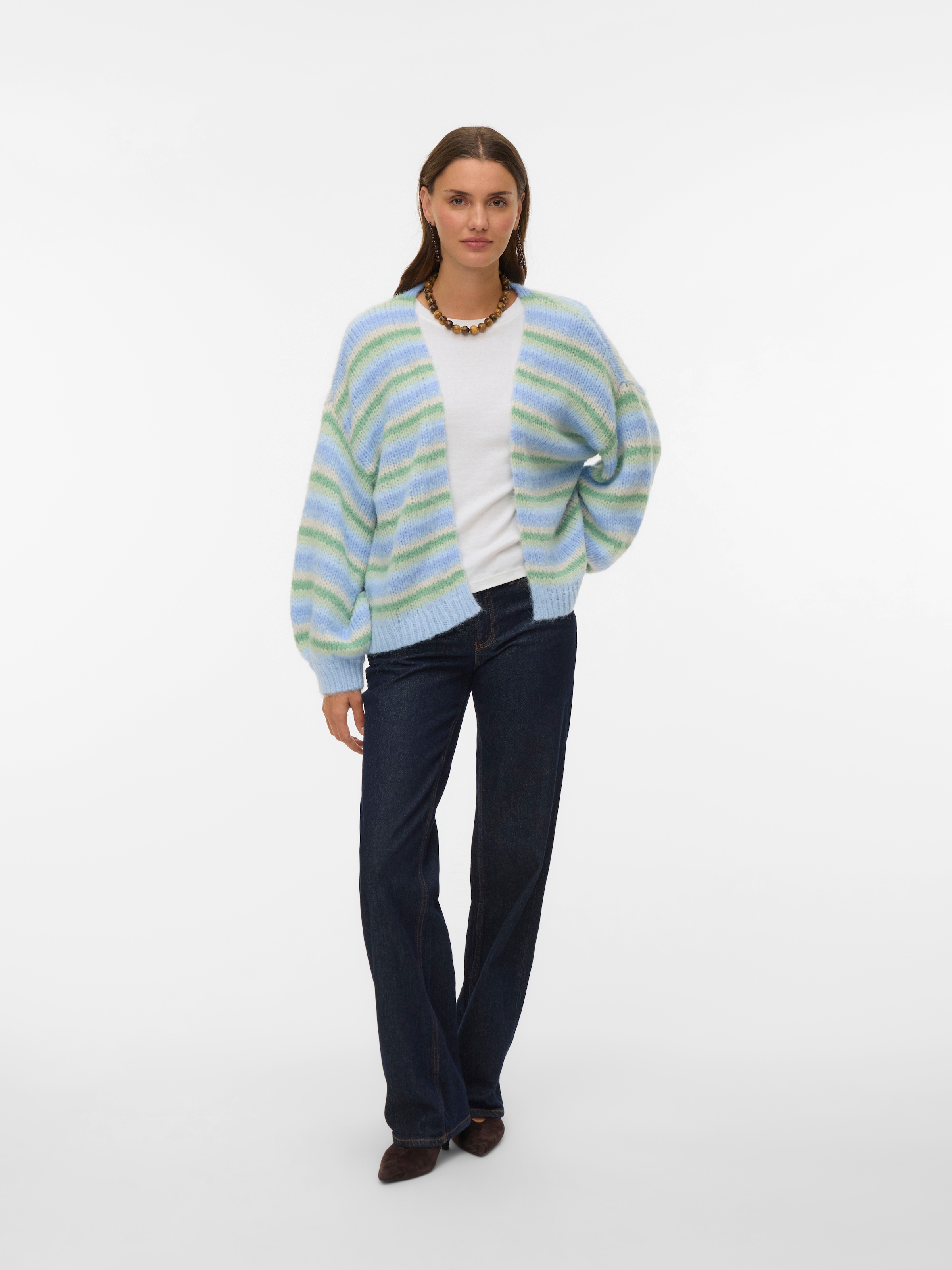 Vero Moda Strickjacke »VMMAYBE STRIPE LS OPEN CARDIGAN NOOS« Kunstfaser, loose fit