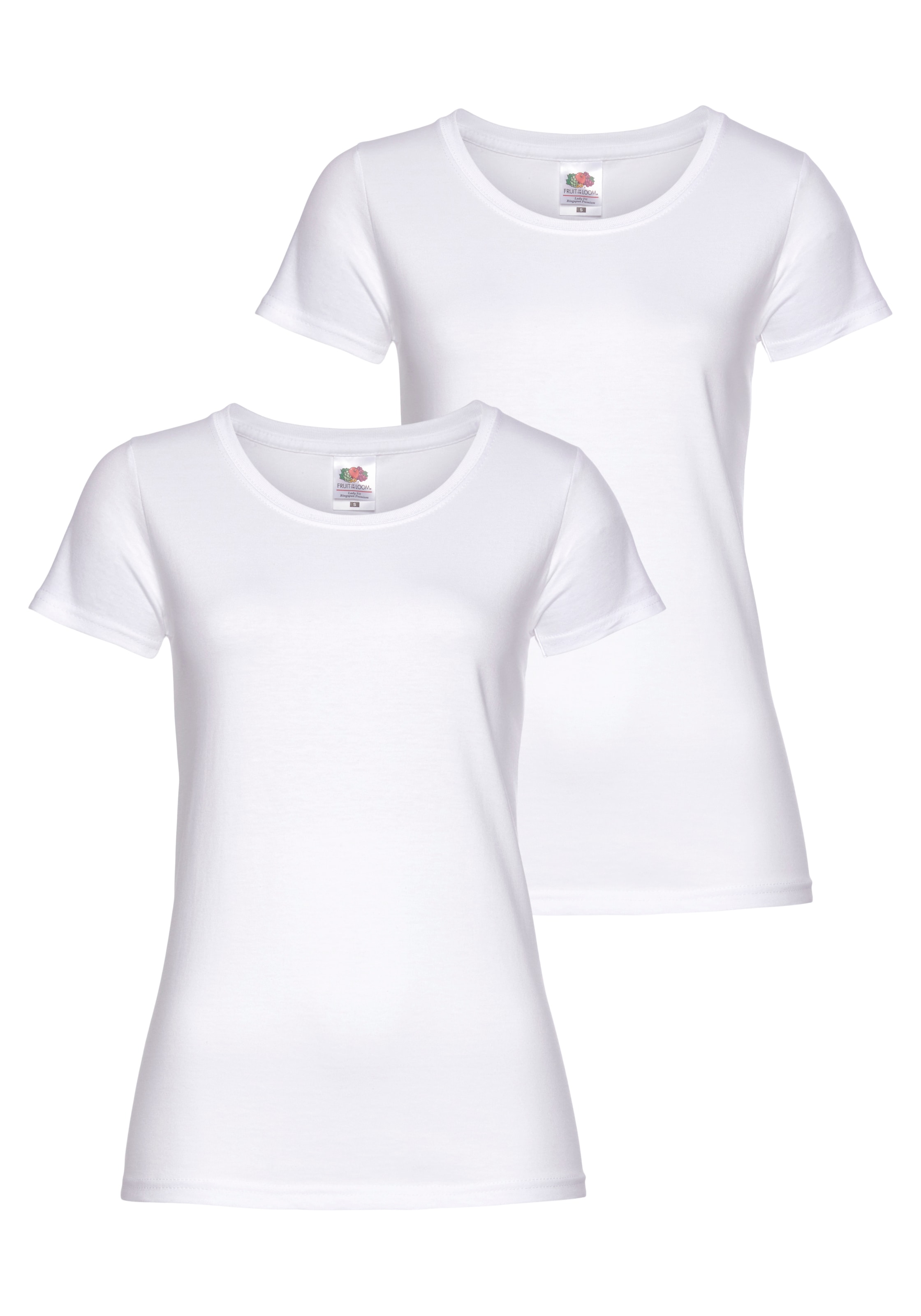 Fruit of the Loom Rundhalsshirt »Lady Fit Premium«, (Packung, 2 tlg., 2er-Pack)