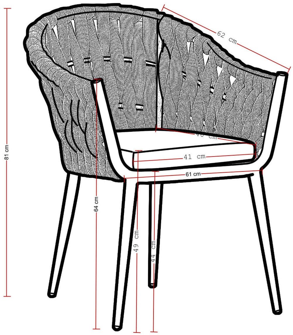 Destiny Garten-Essgruppe »MOLINO IMOLA 4 Se + Ausziehtisch 165/215x100cm, anthrazit« Set,  Aluminium, Rope, Polywood