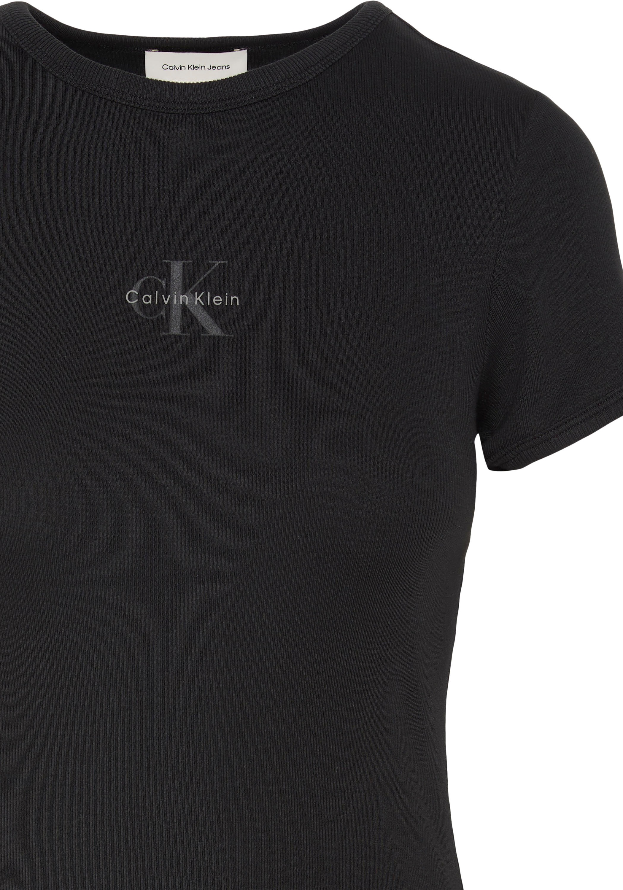 Calvin Klein Jeans Minikleid »MONOLOGO BABY RIB MINI DRESS« Ohne Tasche Figurbetonte Passform mit Rundhalsausschnitt