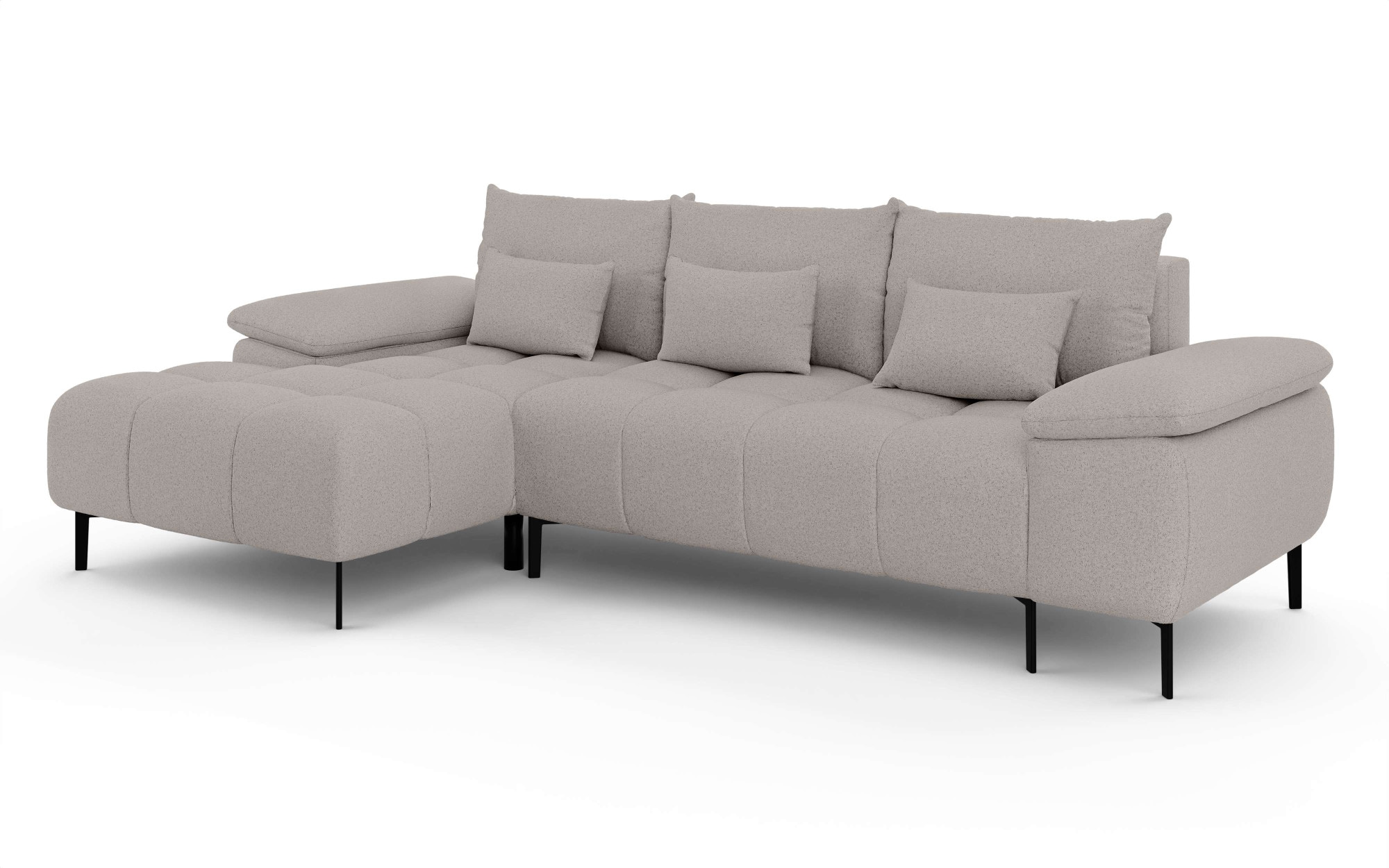 INOSIGN Ecksofa »DROMARA Schlafsofa mit Bettkasten, Maße: B/T/H 277/141/91 cm«, L-Form mit Recamiere rechts/links bestellbar, Wellenunterfederung