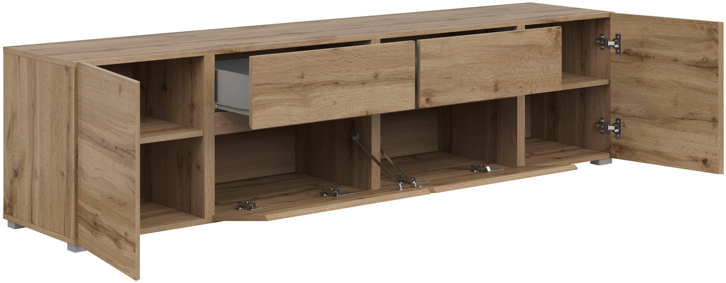 INOSIGN Lowboard »Asymetric, Breite 195 cm, grifflos, 2Klappen/2Schubkästen/2Tür«, TV-Schrank mit viel Stauraum, TV-Board