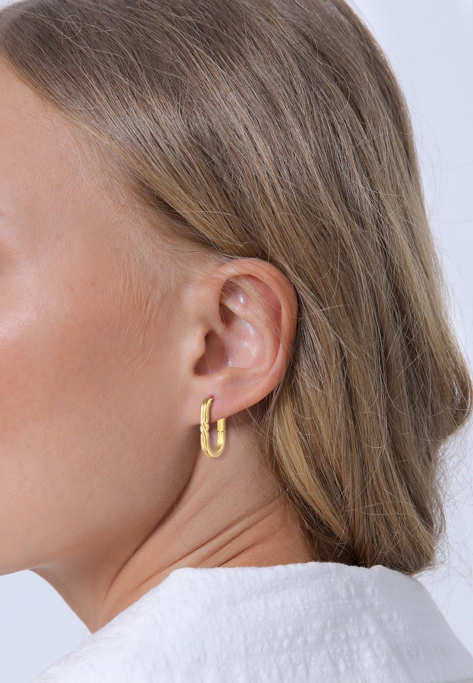 Elli Paar Creolen »Ohrringe Creolen Scharnier Oval Modern Goldfarben«
