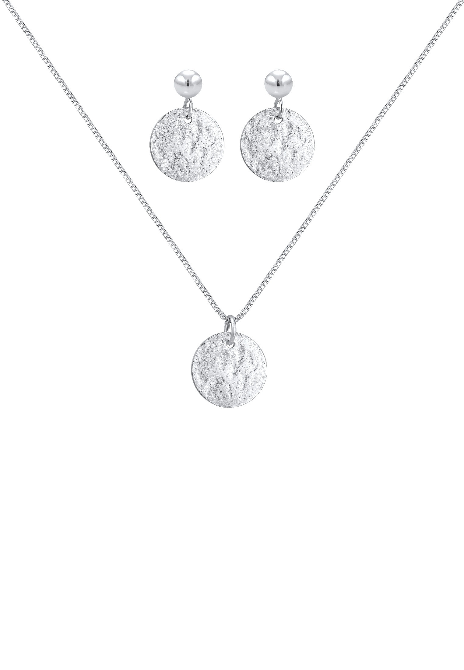 Elli Ohrring und Ketten Set »Schmuckset Plättchen Organic Kette Ohrhänger 925 Silber«