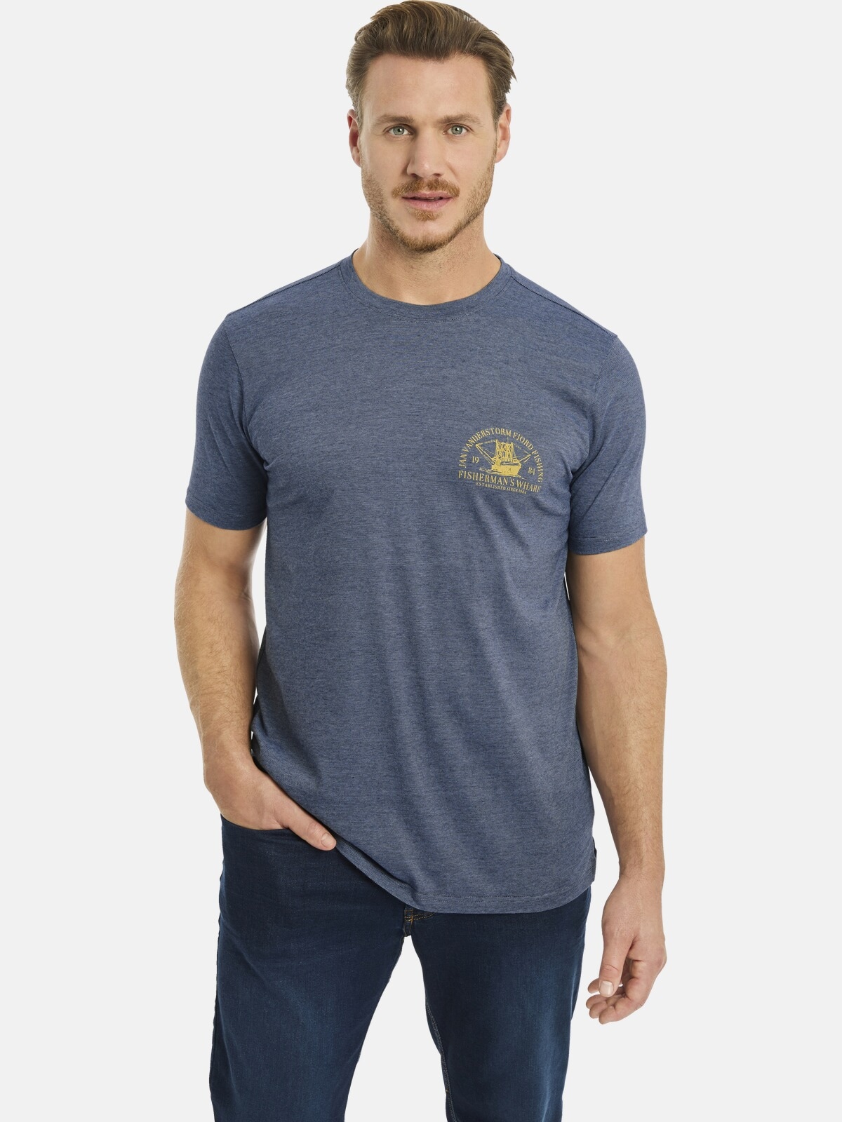 Rundhalsshirt »T-Shirt BERNULF«, (1 tlg.), mit Fischerboot-Print
