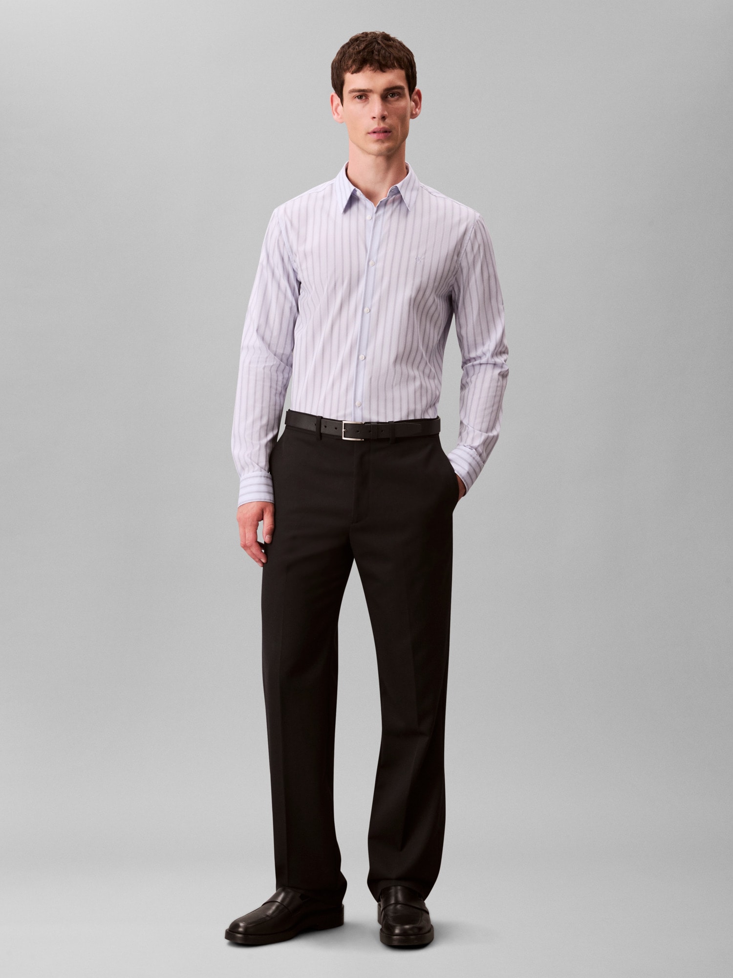 Calvin Klein Businesshemd »LS MULTI STRIPE STRETCH SLIM SHI«, Mit Rundhalsausschnitt, slim fit