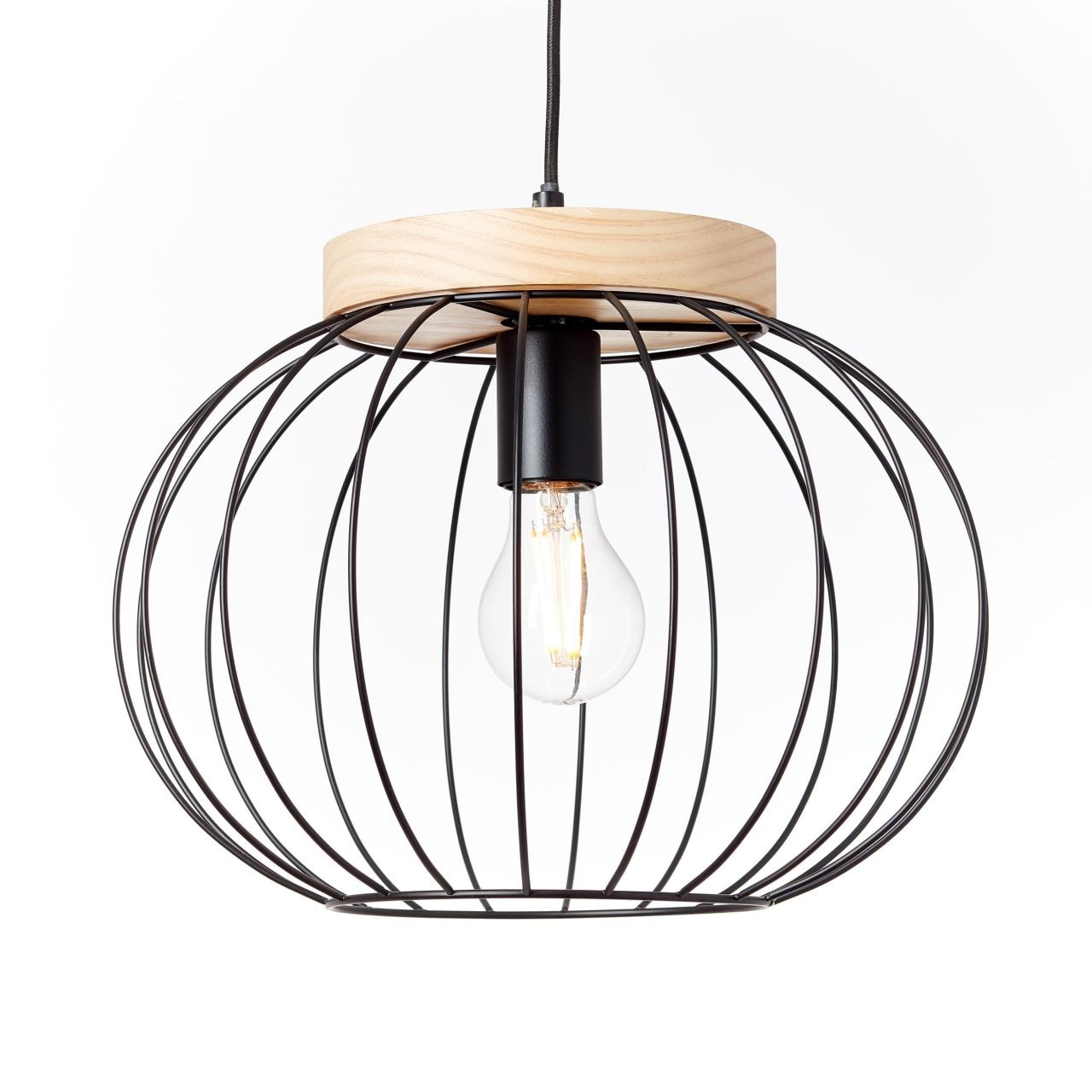 Brilliant Pendelleuchte »Sorana«, 1 flammig, Leuchtmittel E27 | ohne Leuchtmittel, Hängeplampe, 130 cm Höhe, Ø 35,5 cm, E27, kürzbar, Metall/Holz
