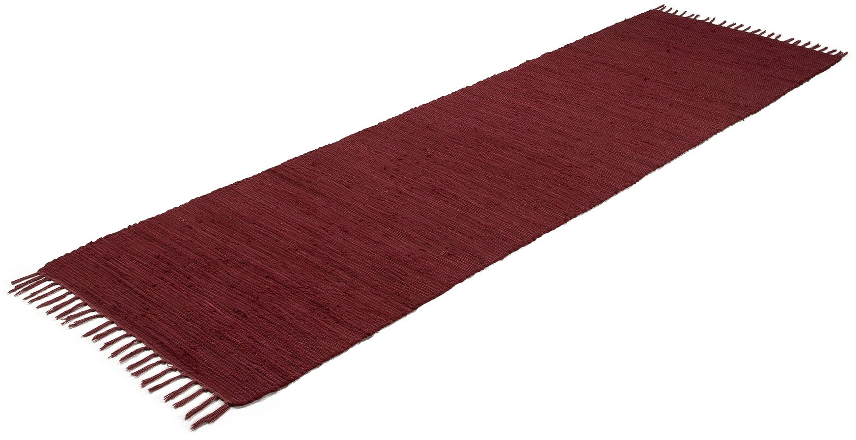 carpetfine Teppich »Kelim Chindi uni«, rechteckig, 5 mm Höhe, Wendeteppich, reine Baumwolle, handgewebt, Uni-Farben, mit Fransen