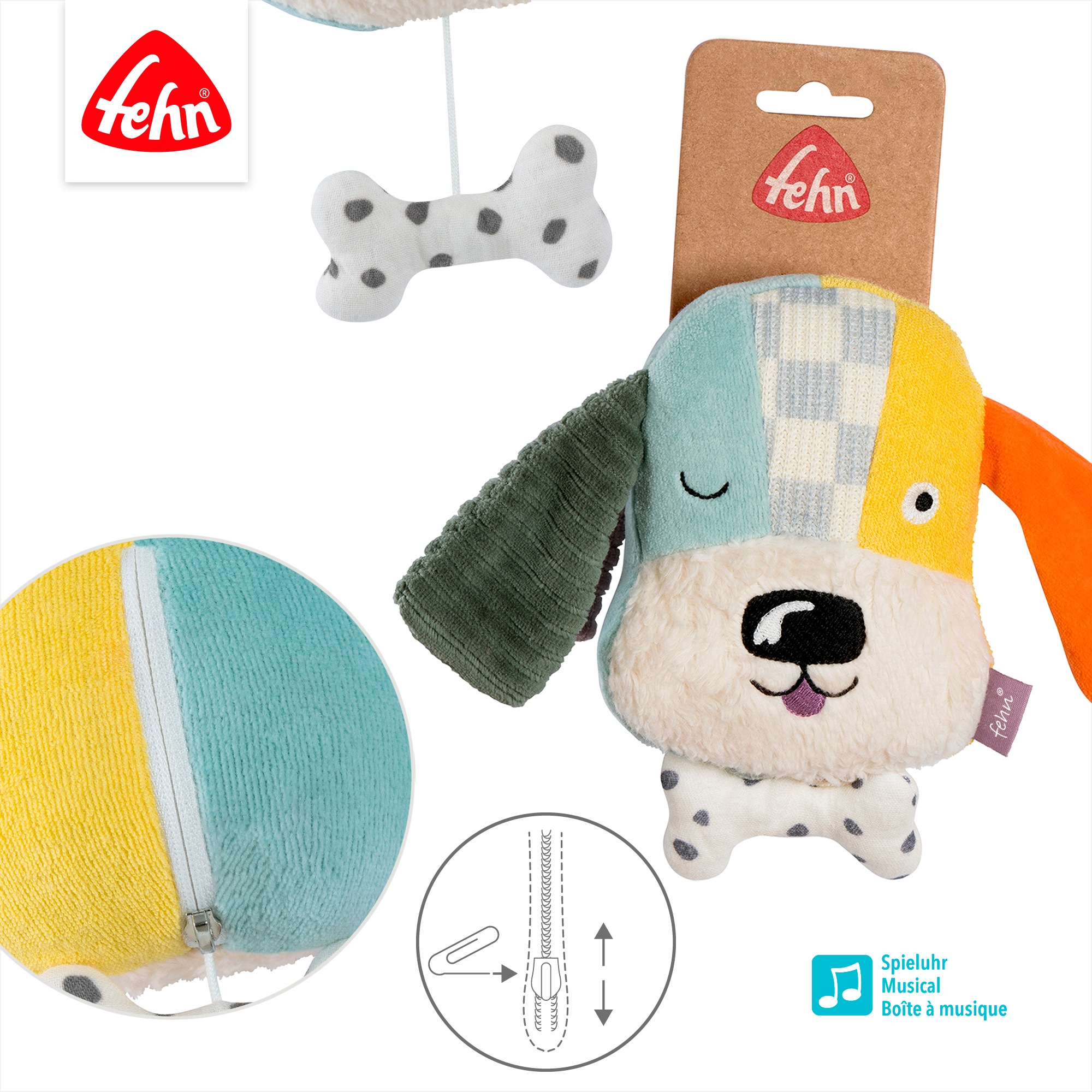 Fehn Spieluhr »Mini-Spieluhr Hund« Enthält Bio-Baumwolle
