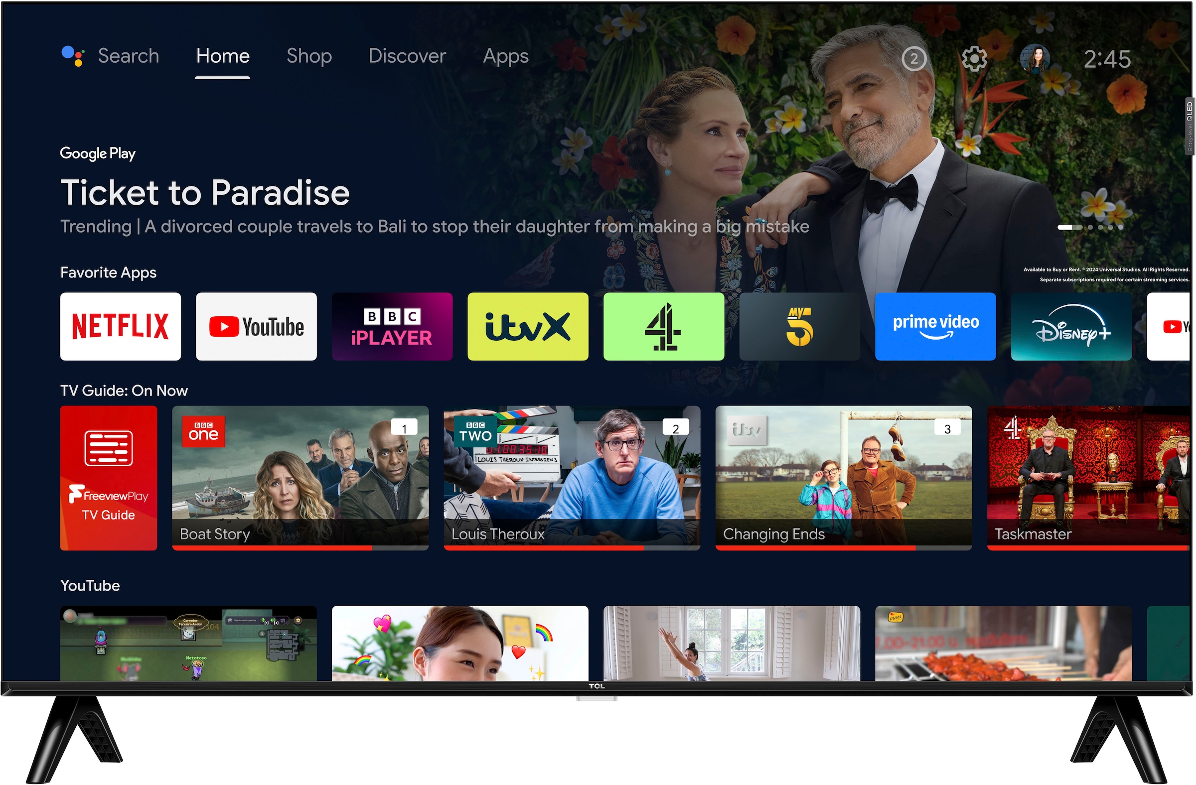TCL QLED-Fernseher »43V5CX1«, 4K Ultra HD, Smart-TV-Android TV, Android TV, Dolby Audio, Full-HD, Slim, Bluetooth, 43 Zoll / 109 cm