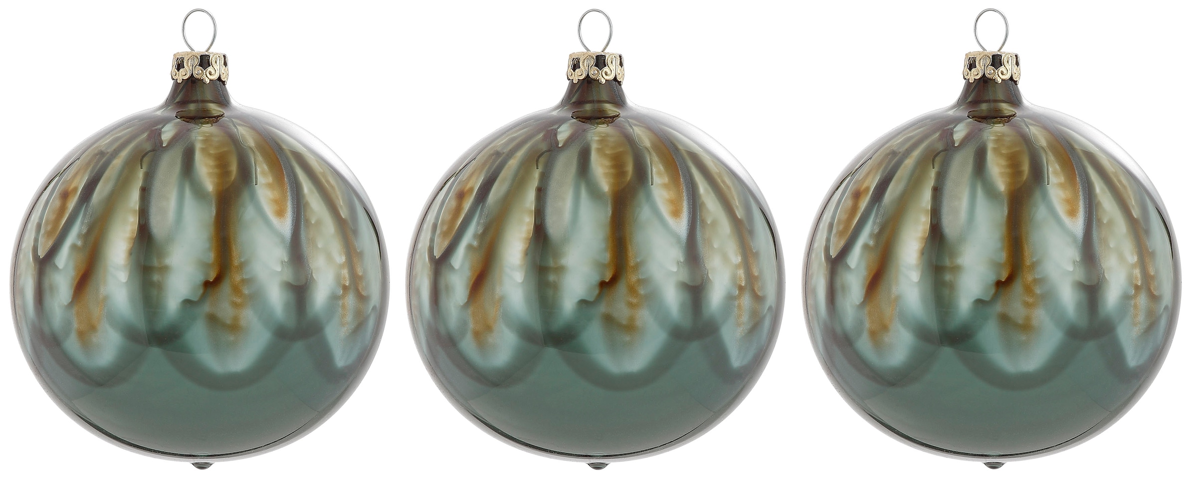Leonique Weihnachtsbaumkugel »Essone, Weihnachtsdeko, Christbaumschmuck, Christbaumkugeln Glas«, (Set, 3 St.), aus Glas, mit Tropfeneffekt