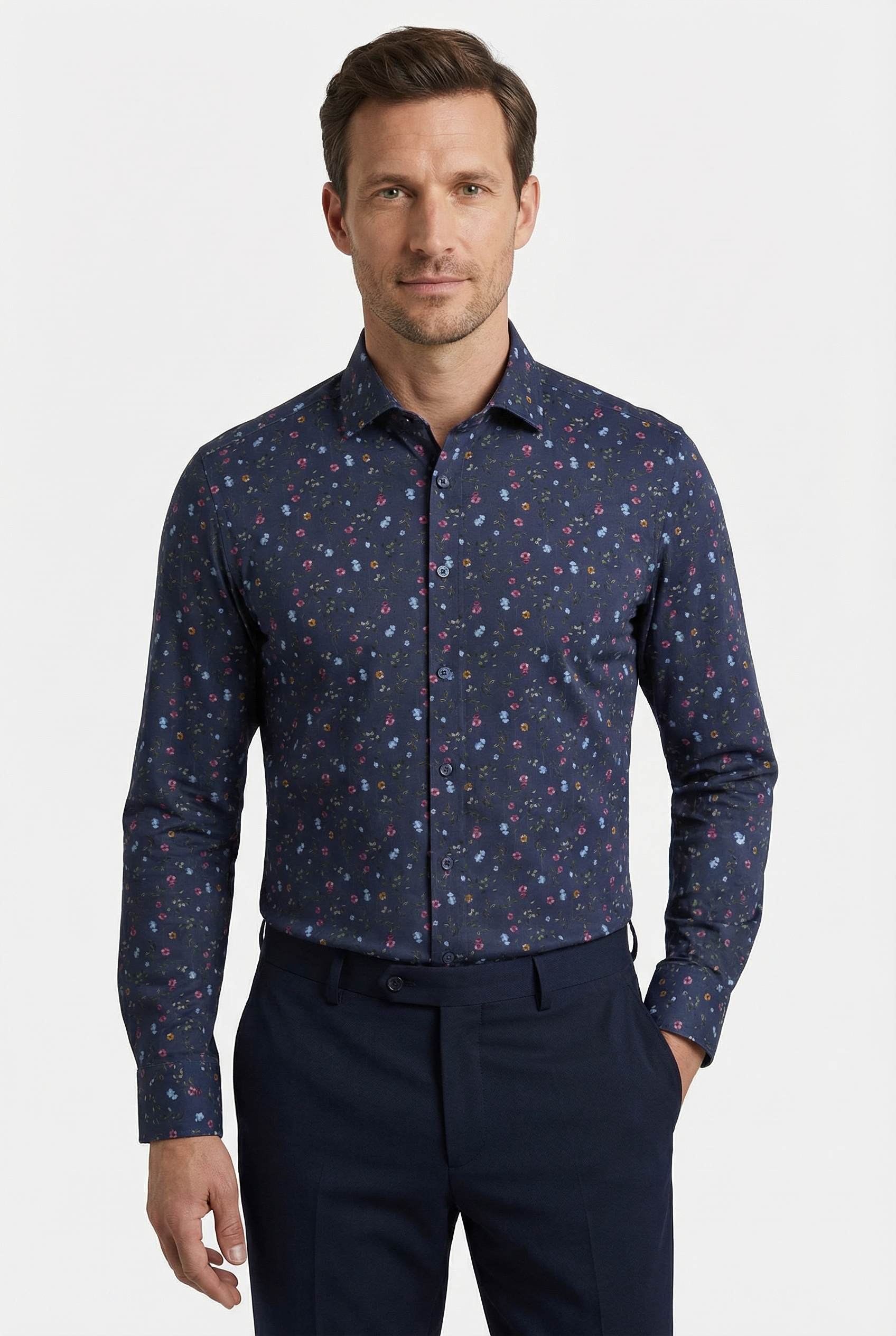 OLYMP Businesshemd »24/7 - Level 5 - Jersey« Mit kreativem Flower-Print