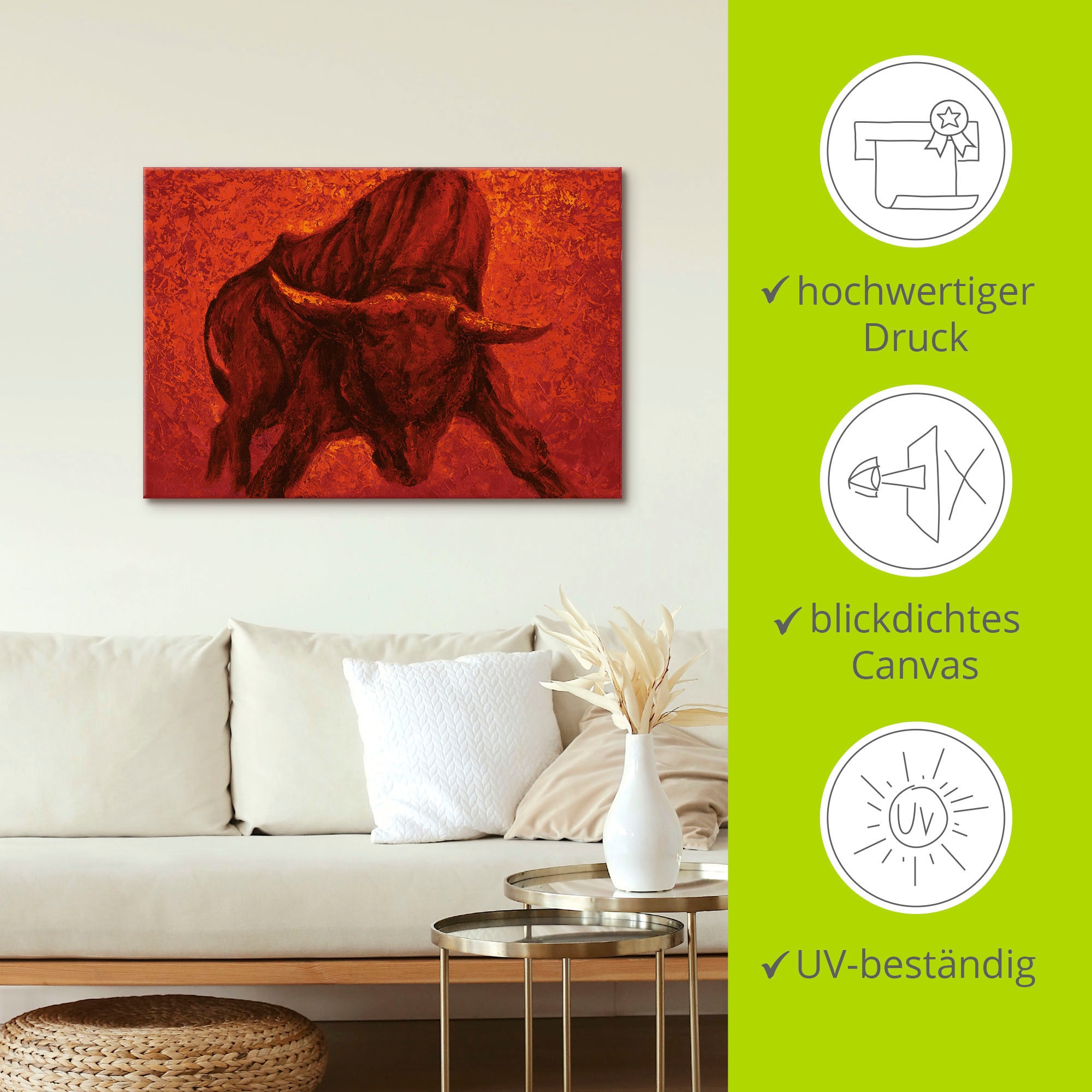 Artland Wandbild »Katalanischer Stier«, Wildtiere, (1 St.), als Alubild, Outdoorbild, Leinwandbild, Poster, Wandaufkleber