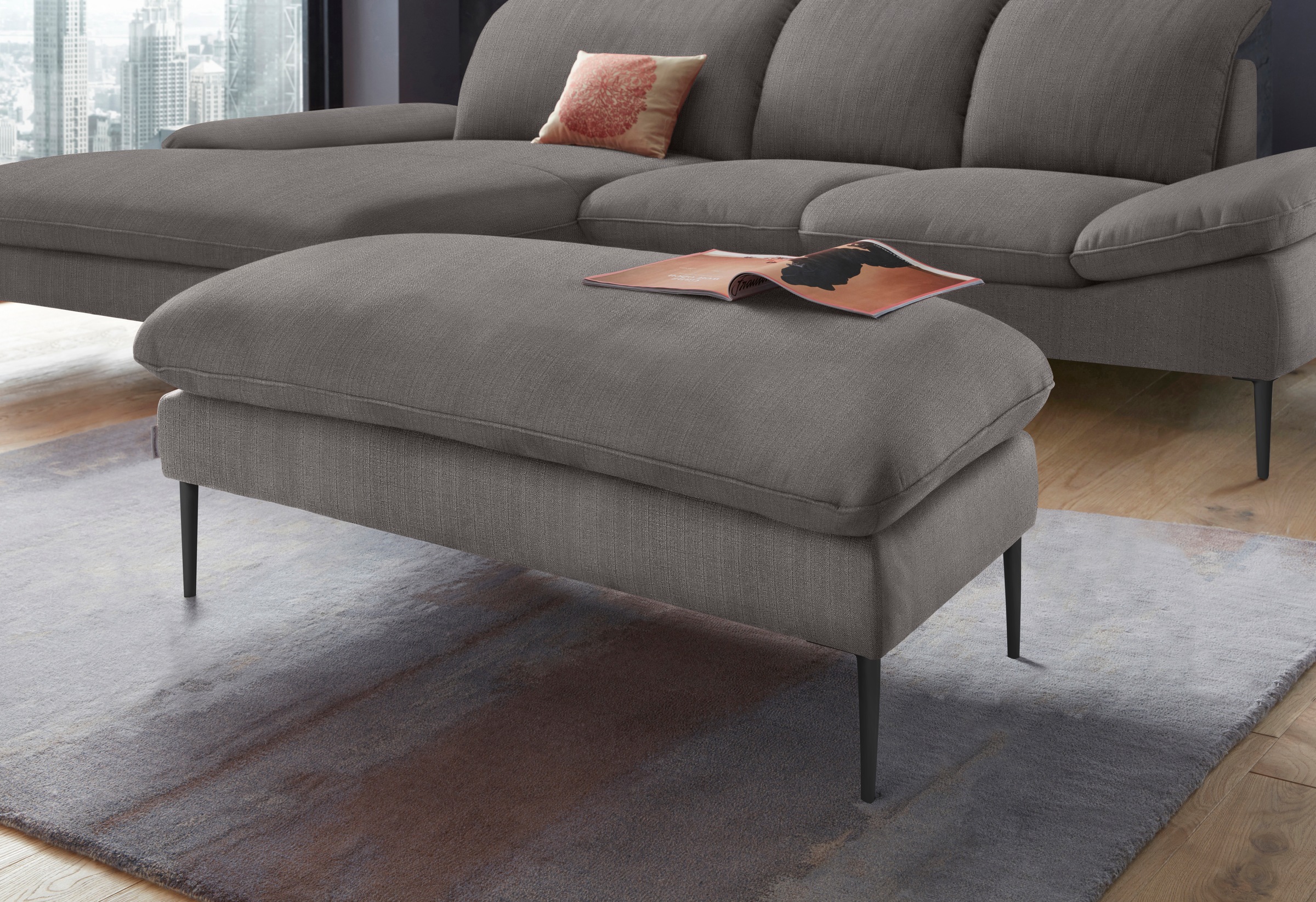W.SCHILLIG Hocker »enjoy&MORE«, Füße schwarz pulverbeschichtet, Breite 106 cm
