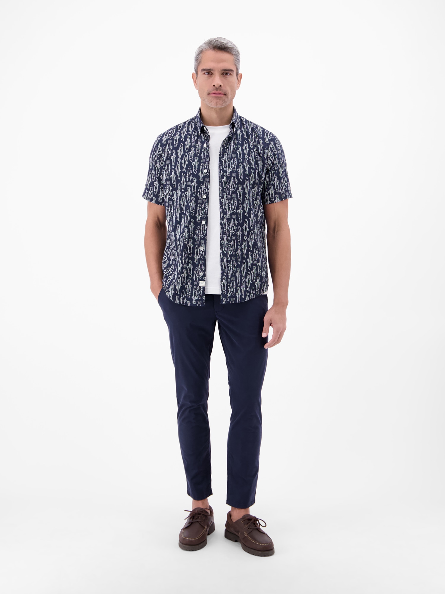 LERROS Kurzarmhemd »Kurzarmhemd mit marinem All-over-Print«