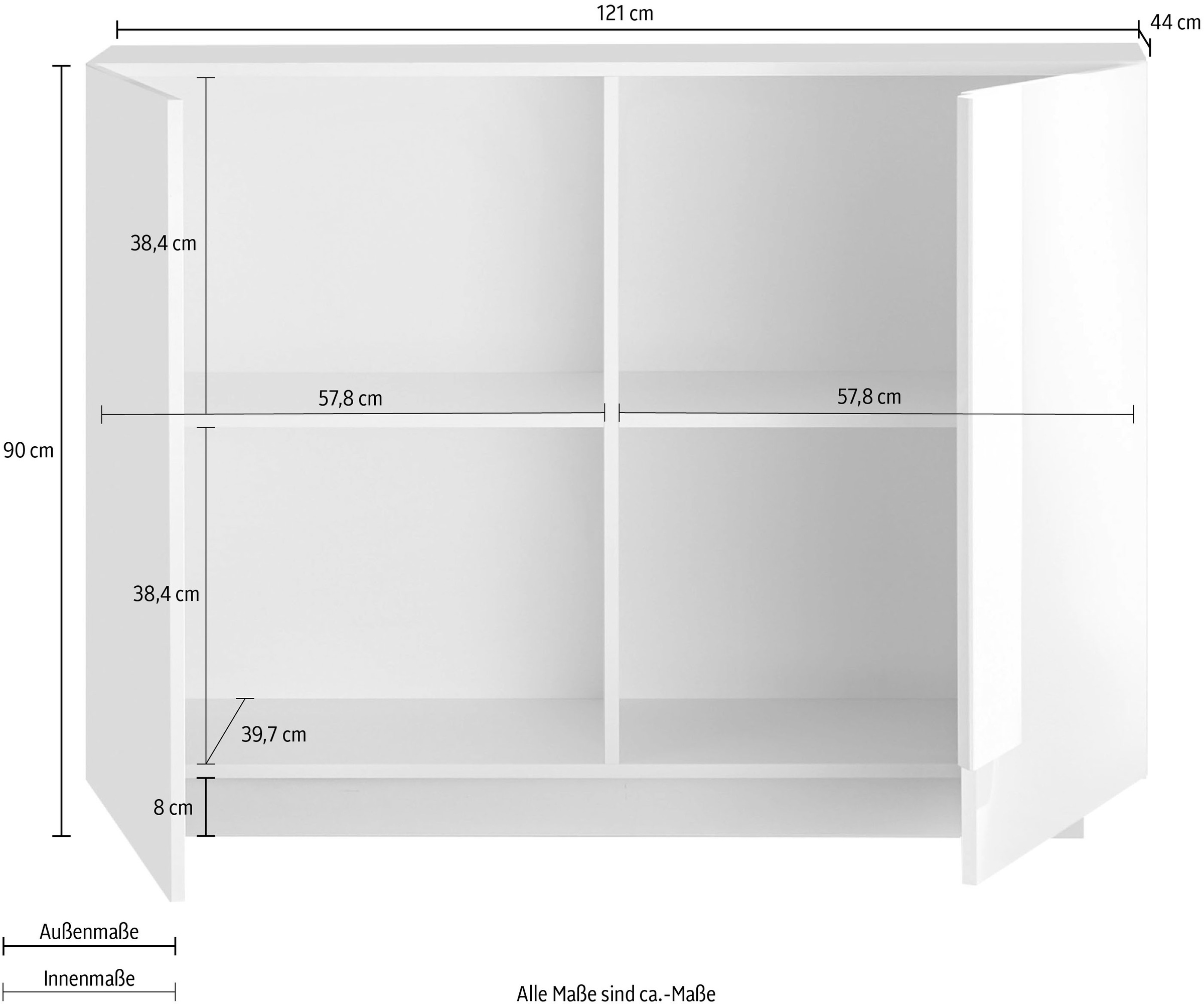 INOSIGN Sideboard »Jupiter«, Breite 121 cm mit 2 Türen